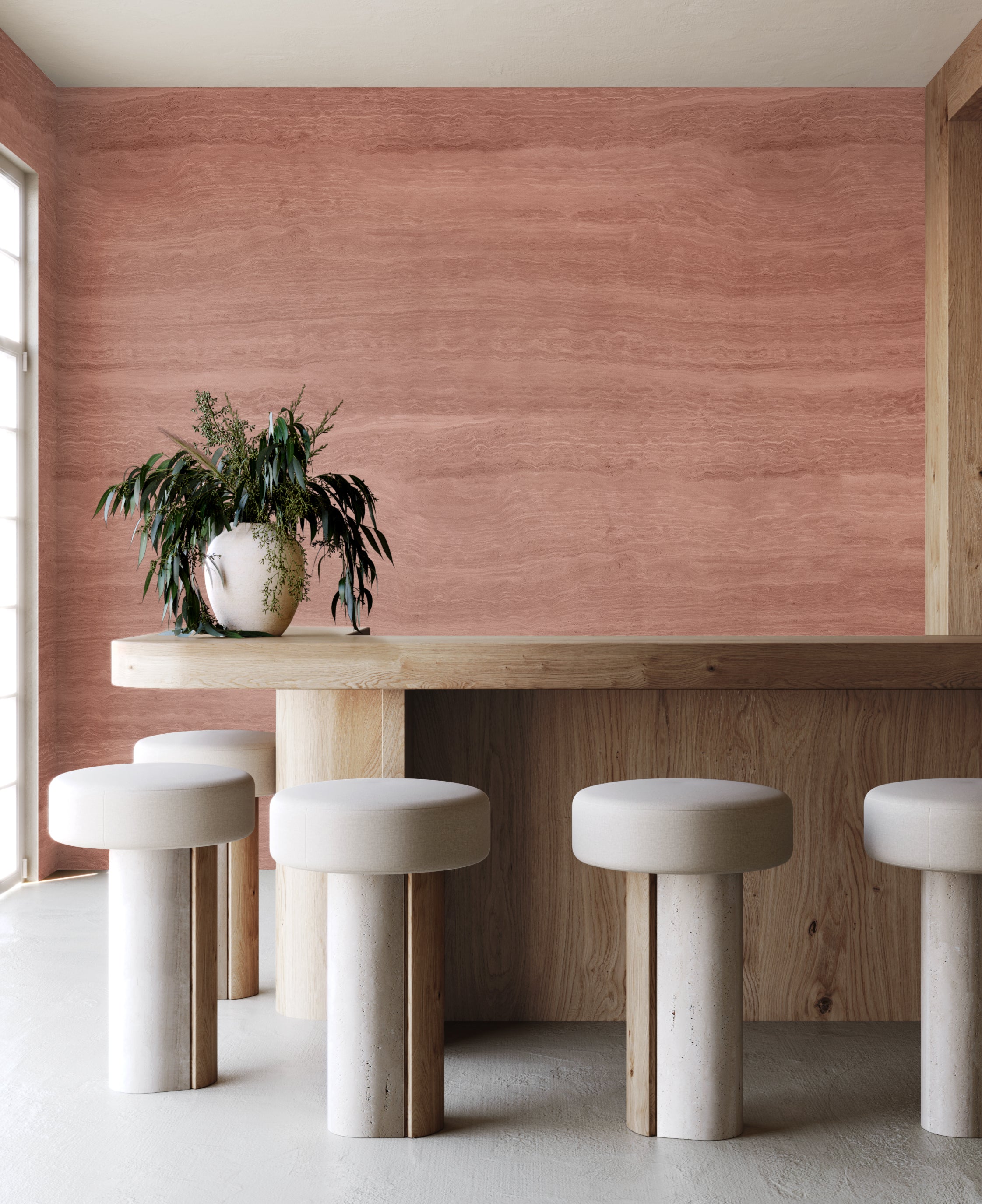 Limestone© Mural Wallpaper in Terracotta