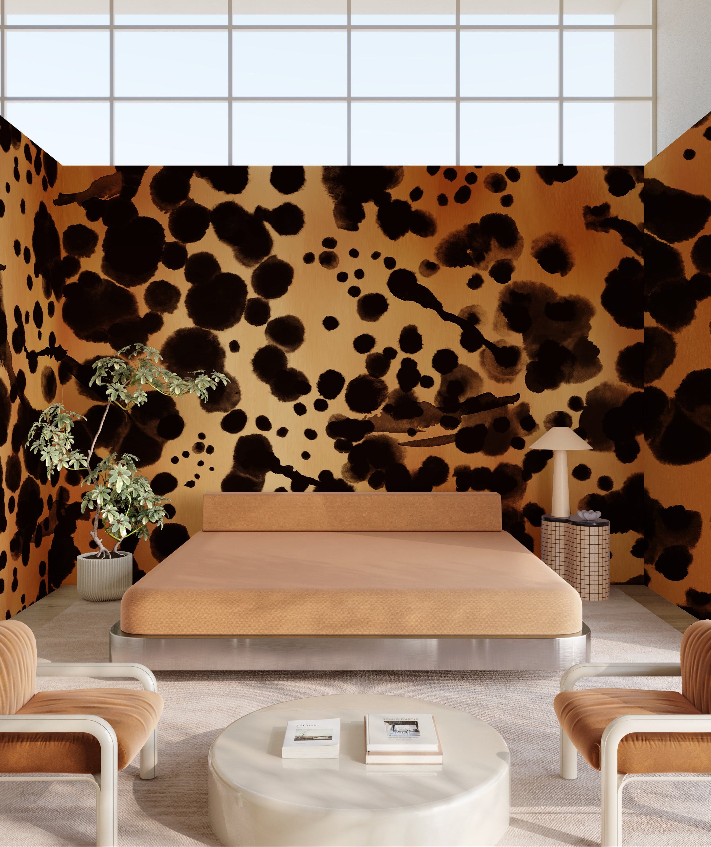 Midnight Oil MURAL© Wallpaper in Papaya