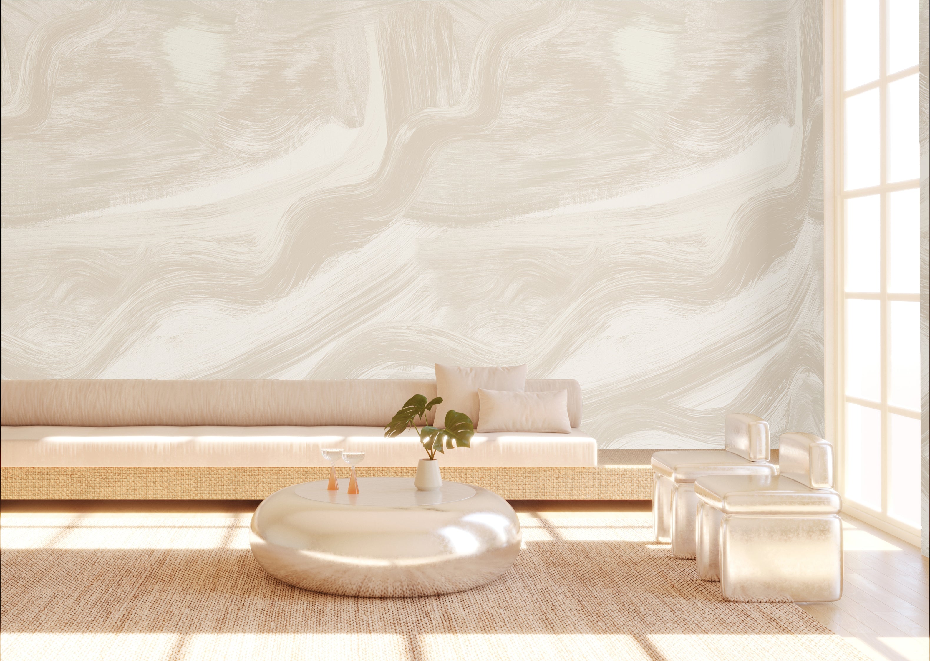 Modern Art© Mural Wallpaper in creme