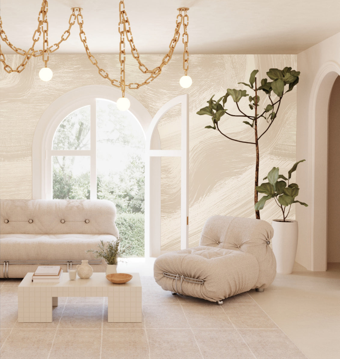 Modern Art© Mural Wallpaper in creme