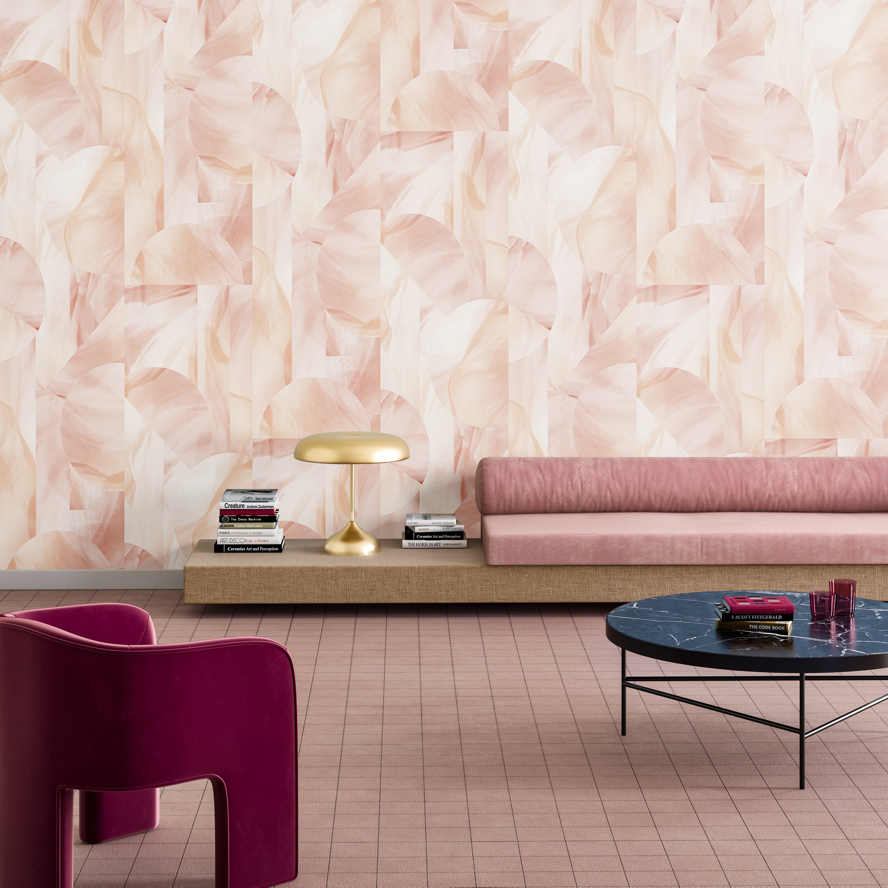 Onyx Rock© Wallpaper in Rose