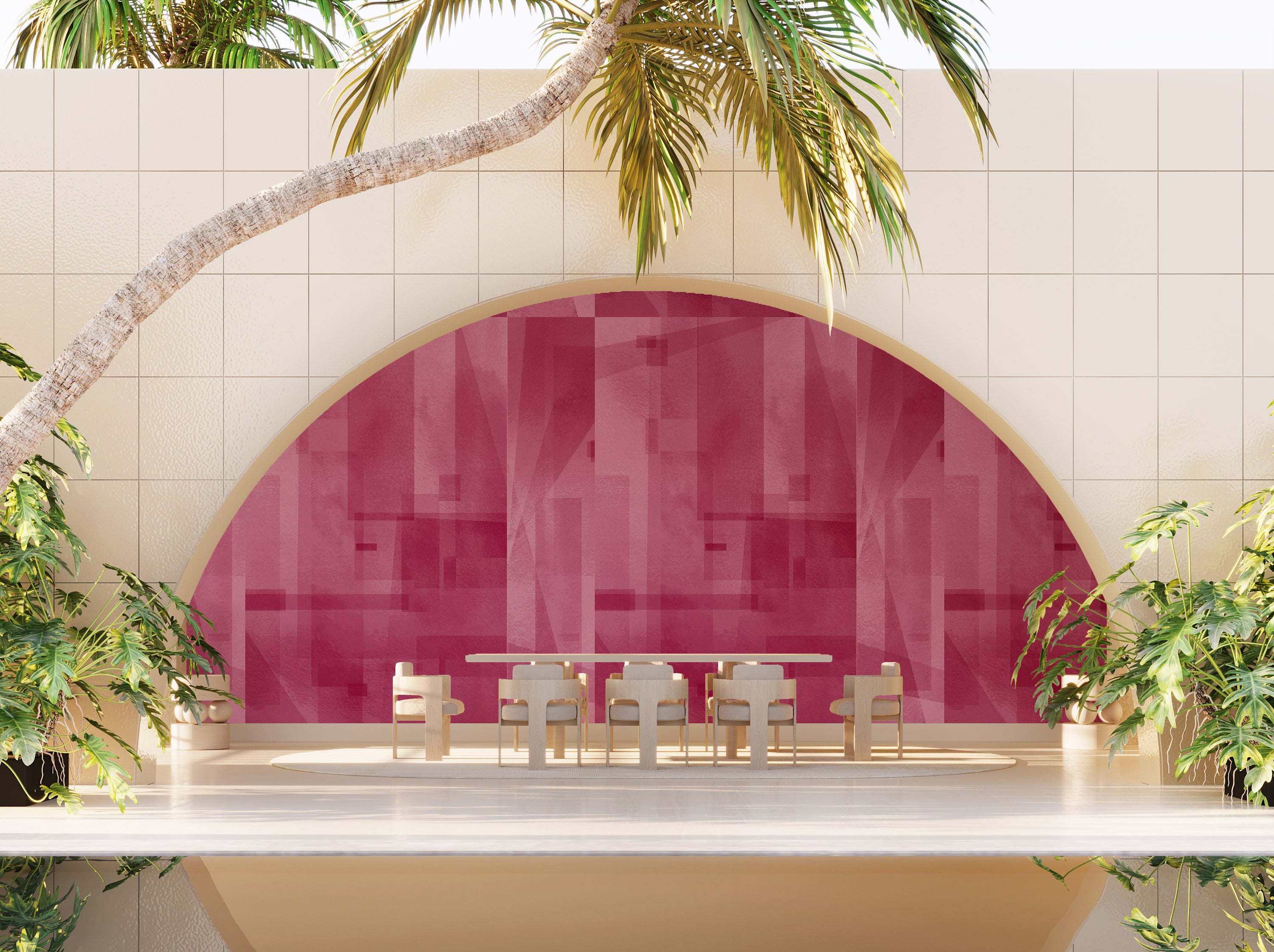 Papier Máché © Mural Wallpaper in Berry