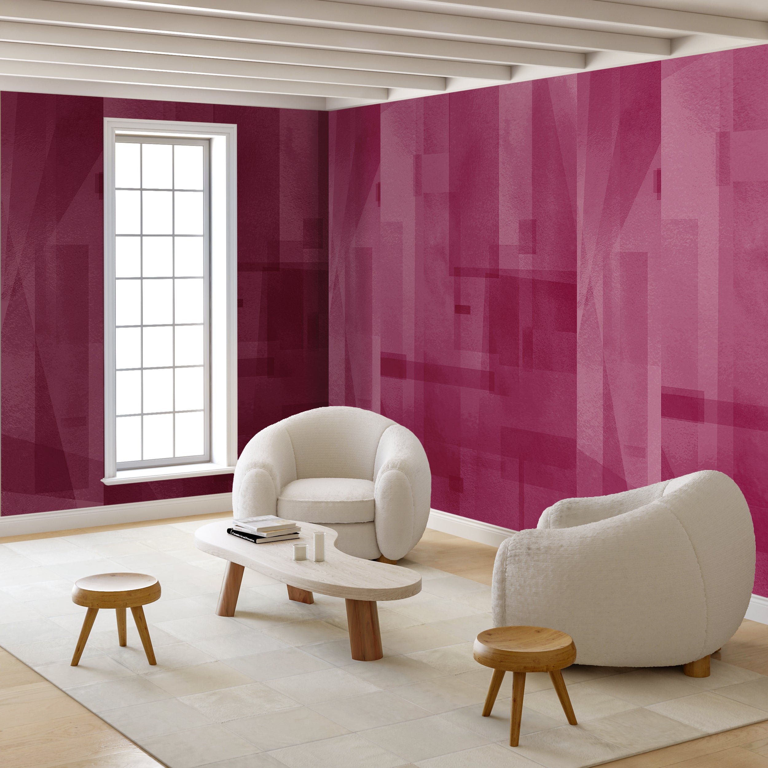 Papier Máché © Mural Wallpaper in Berry