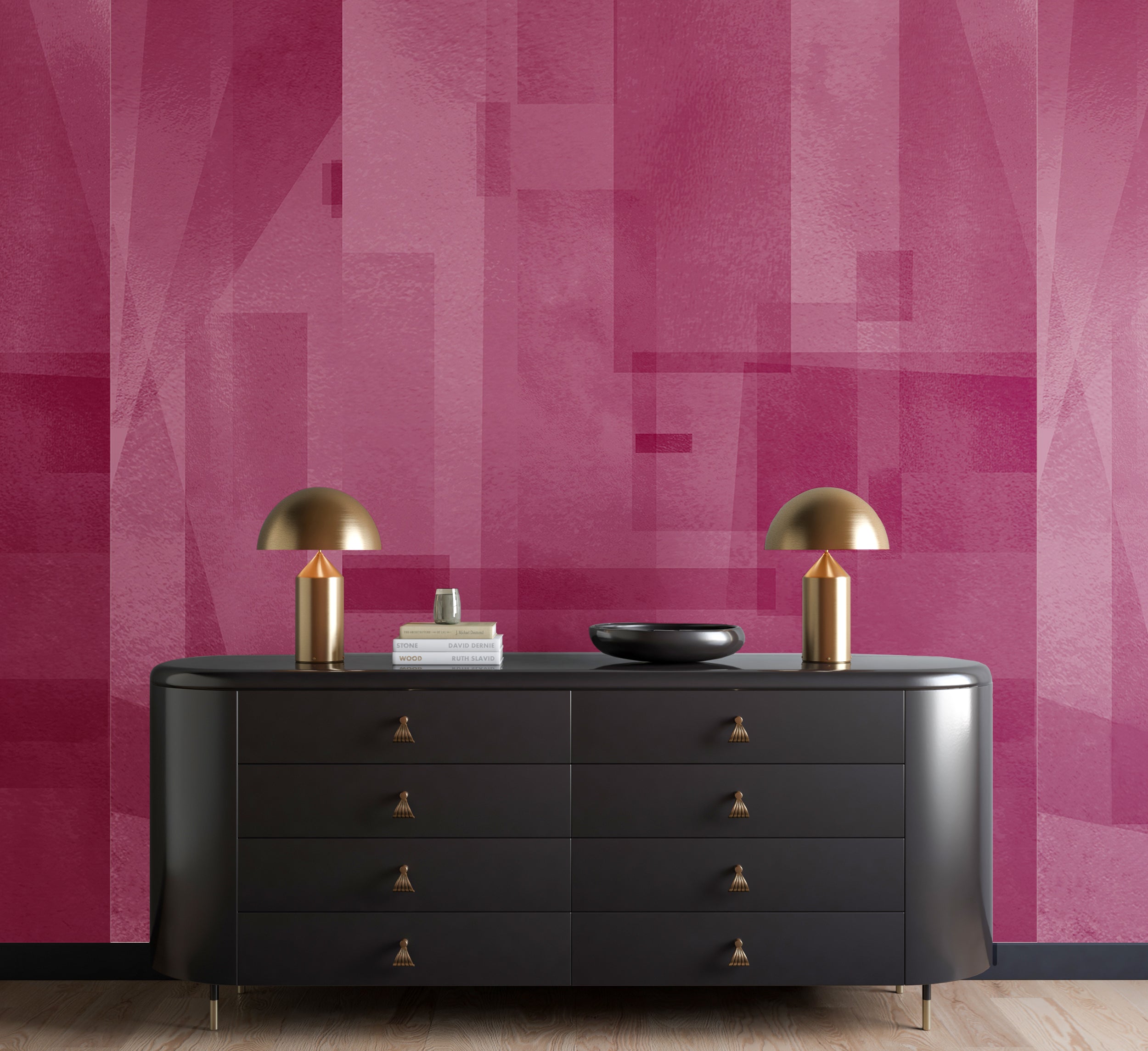 Papier Máché © Mural Wallpaper in Berry