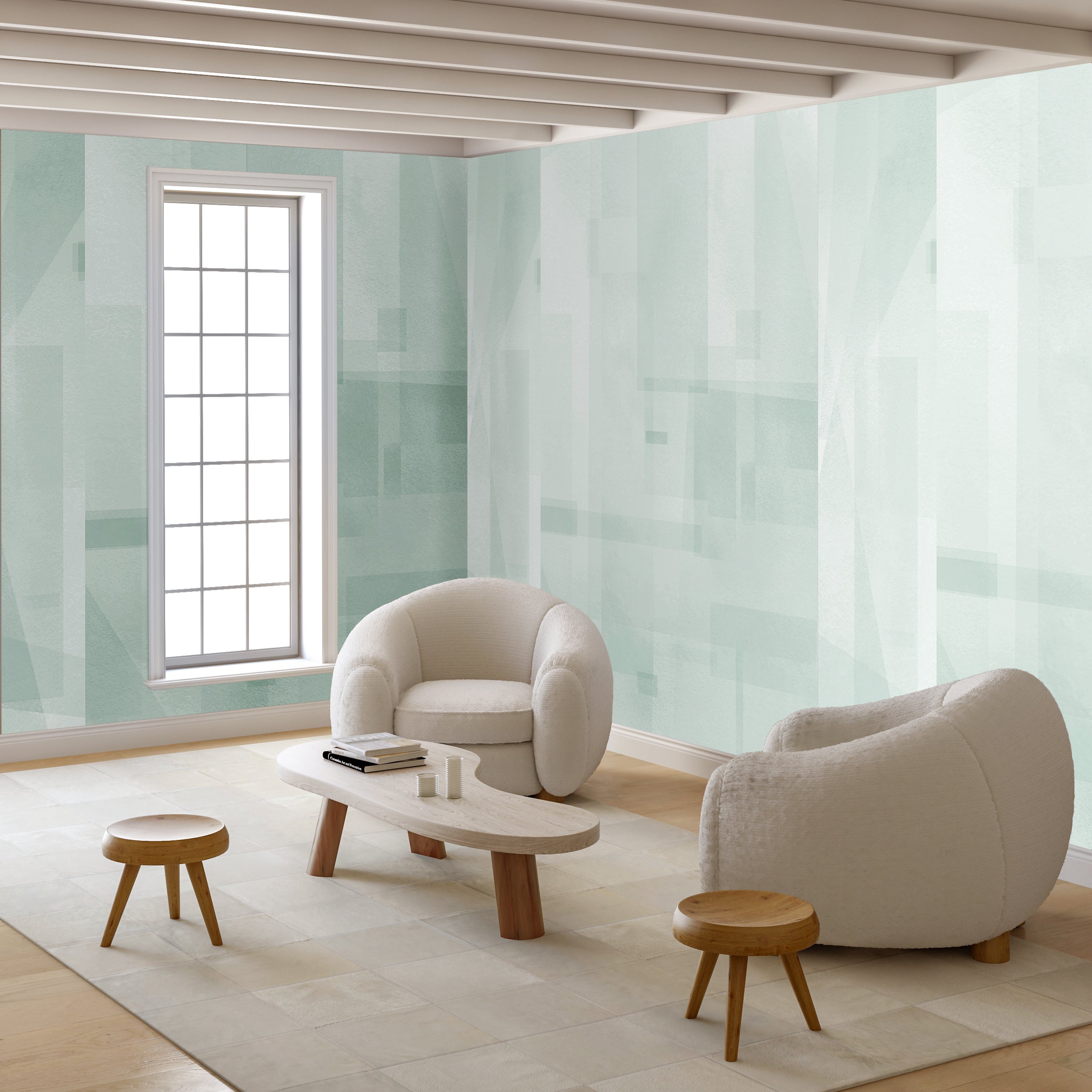 Papier Máché © Mural Wallpaper in Blue