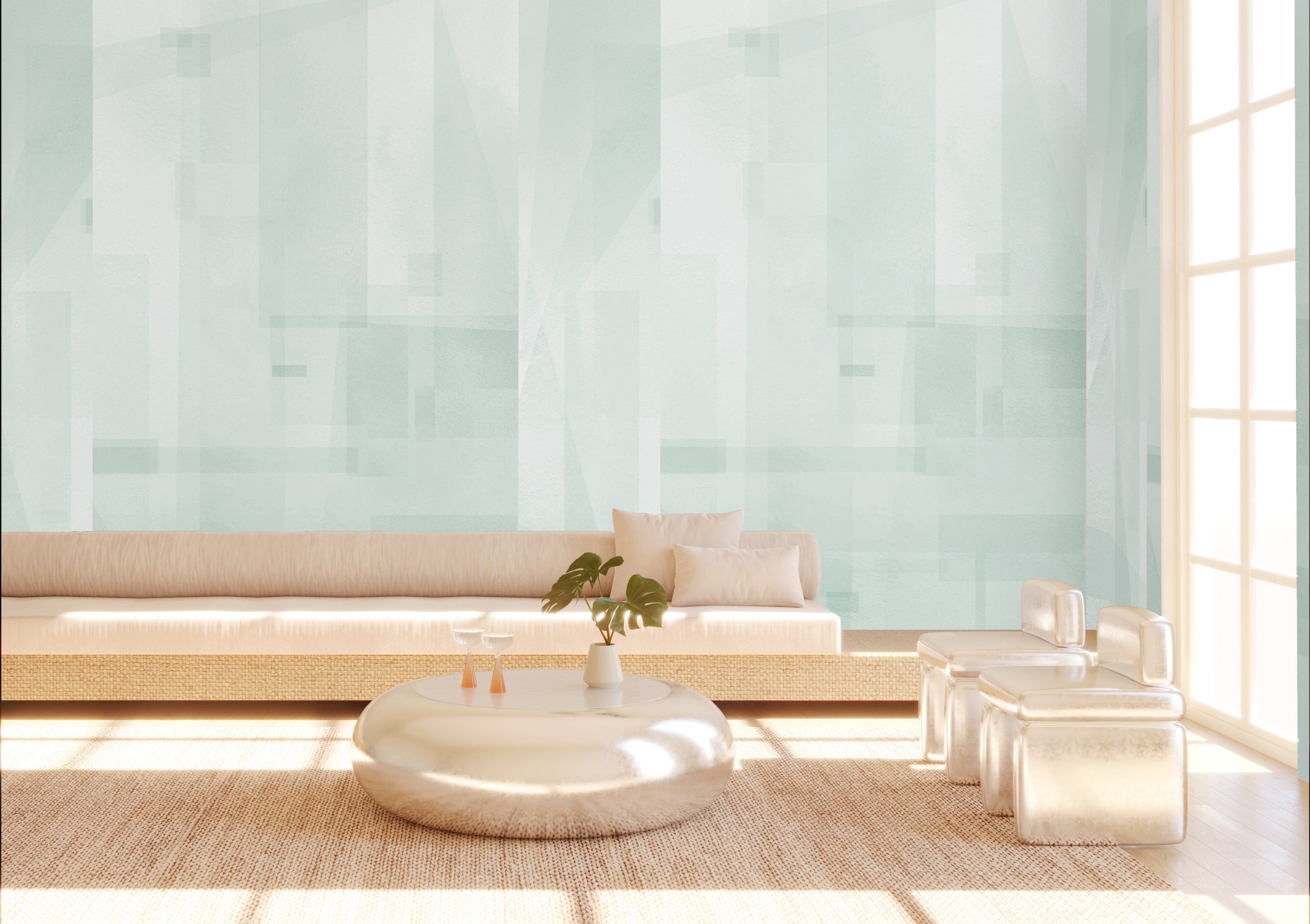 Papier Máché © Mural Wallpaper in Blue