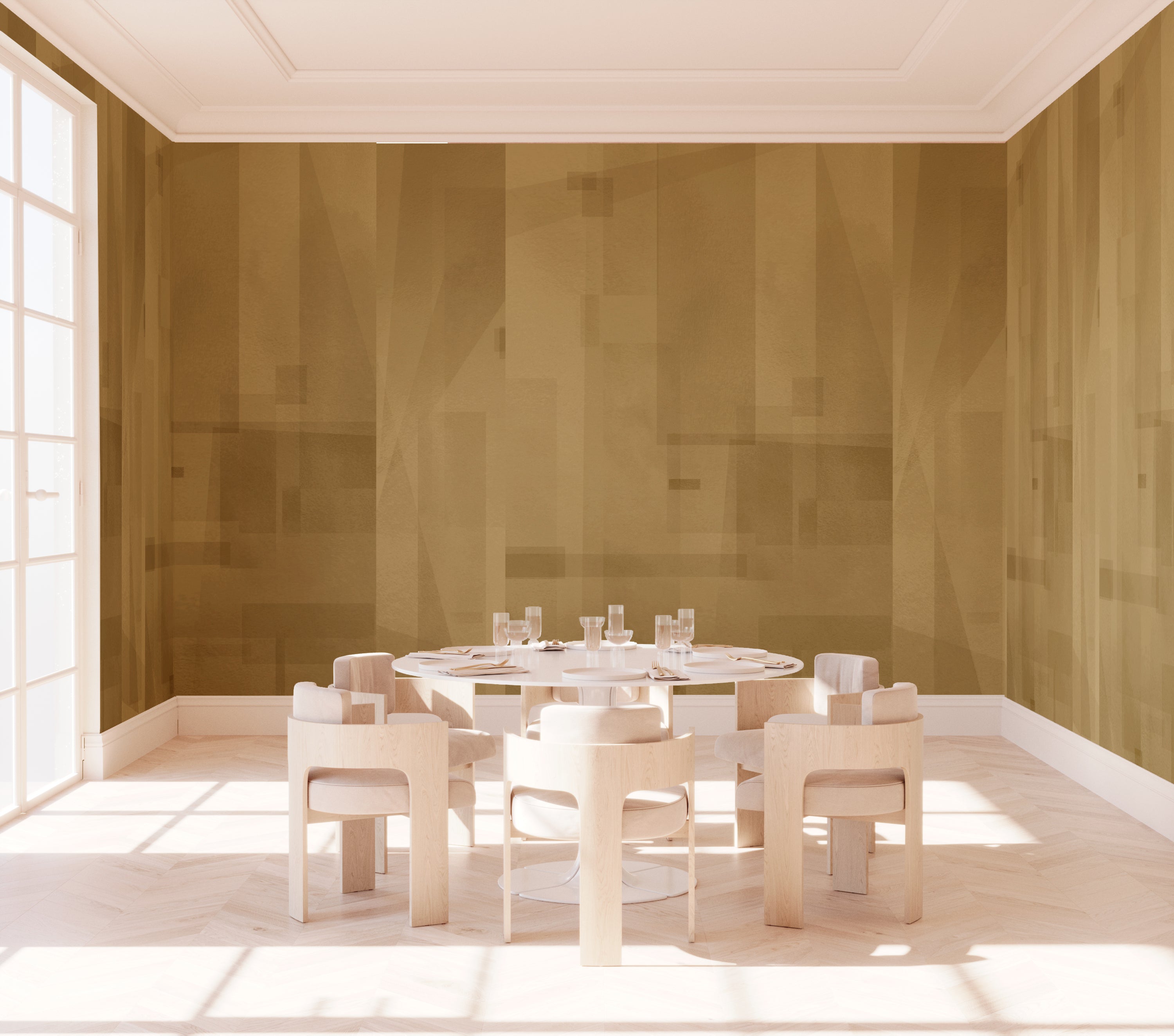 Papier Máché © Mural Wallpaper in Olive