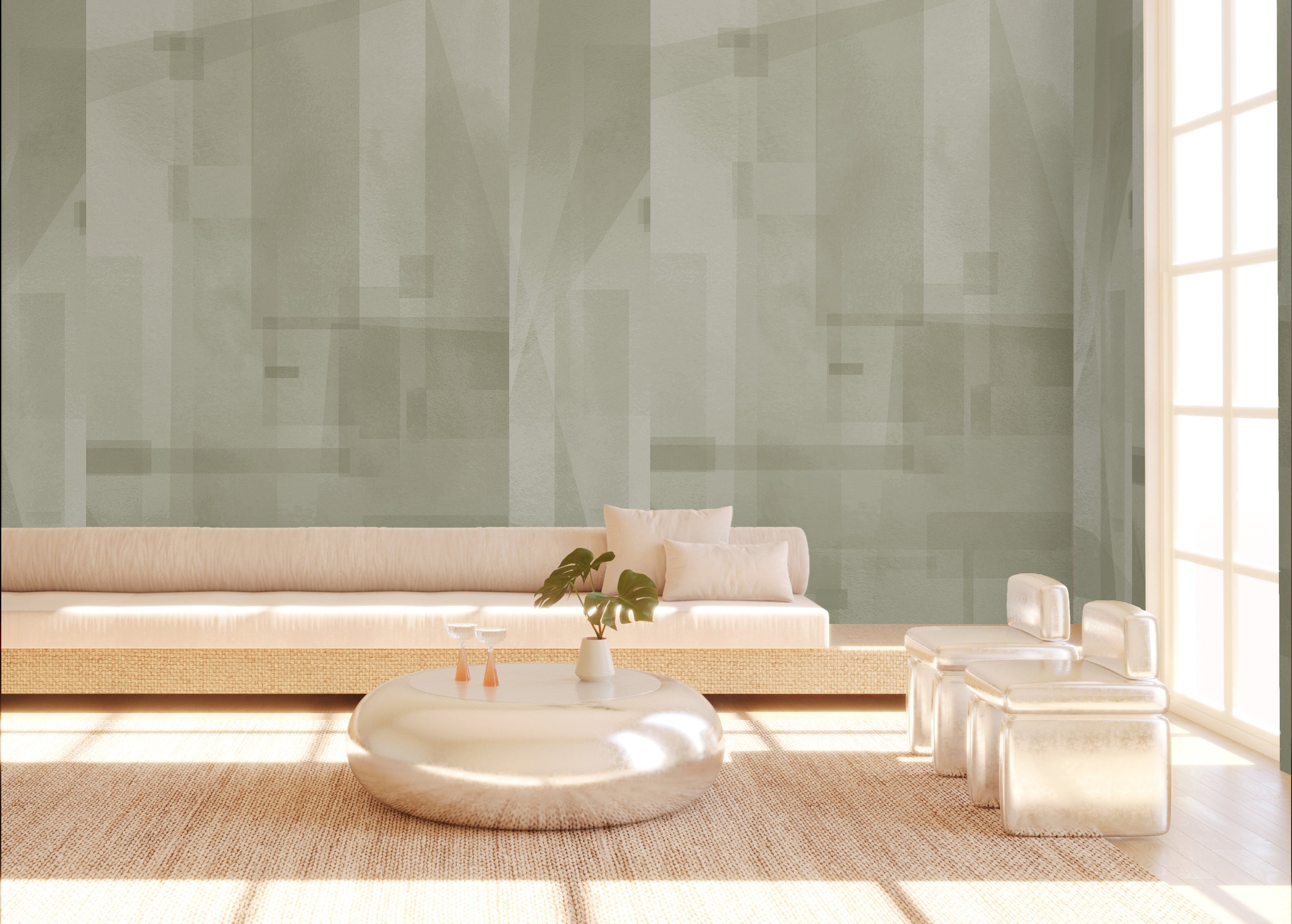 Papier Máché © Mural Wallpaper in Sage