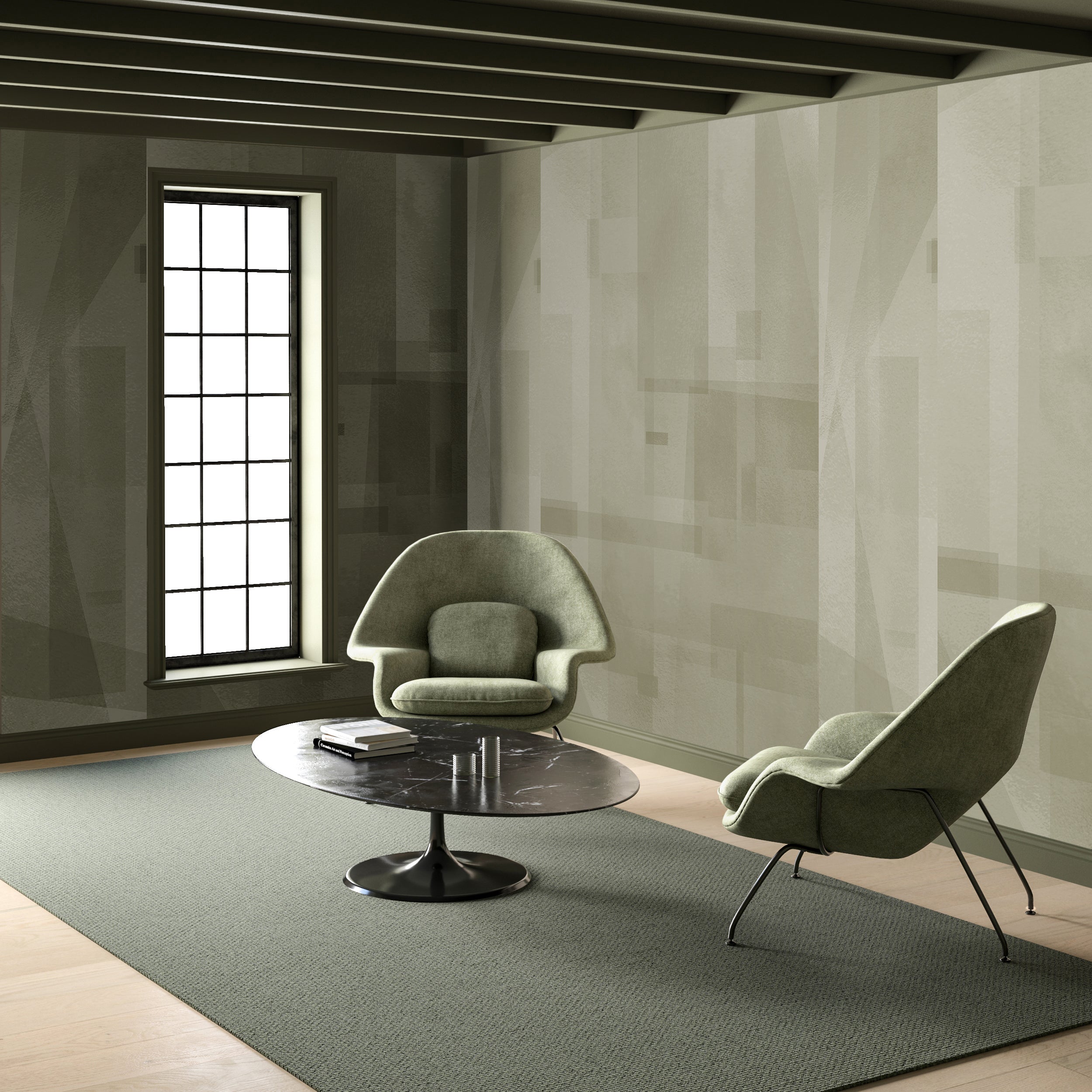 Papier Máché © Mural Wallpaper in Sage