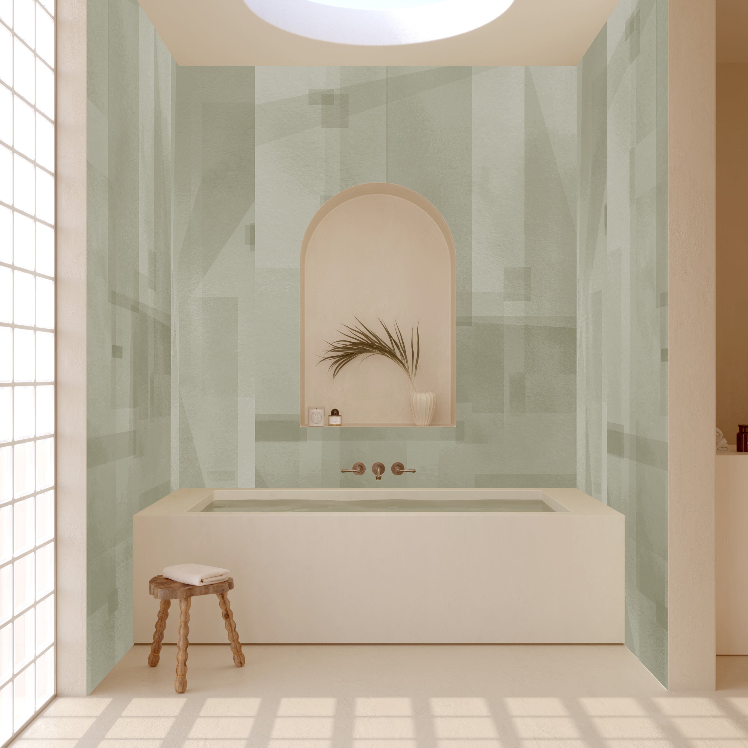 Papier Máché © Mural Wallpaper in Sage