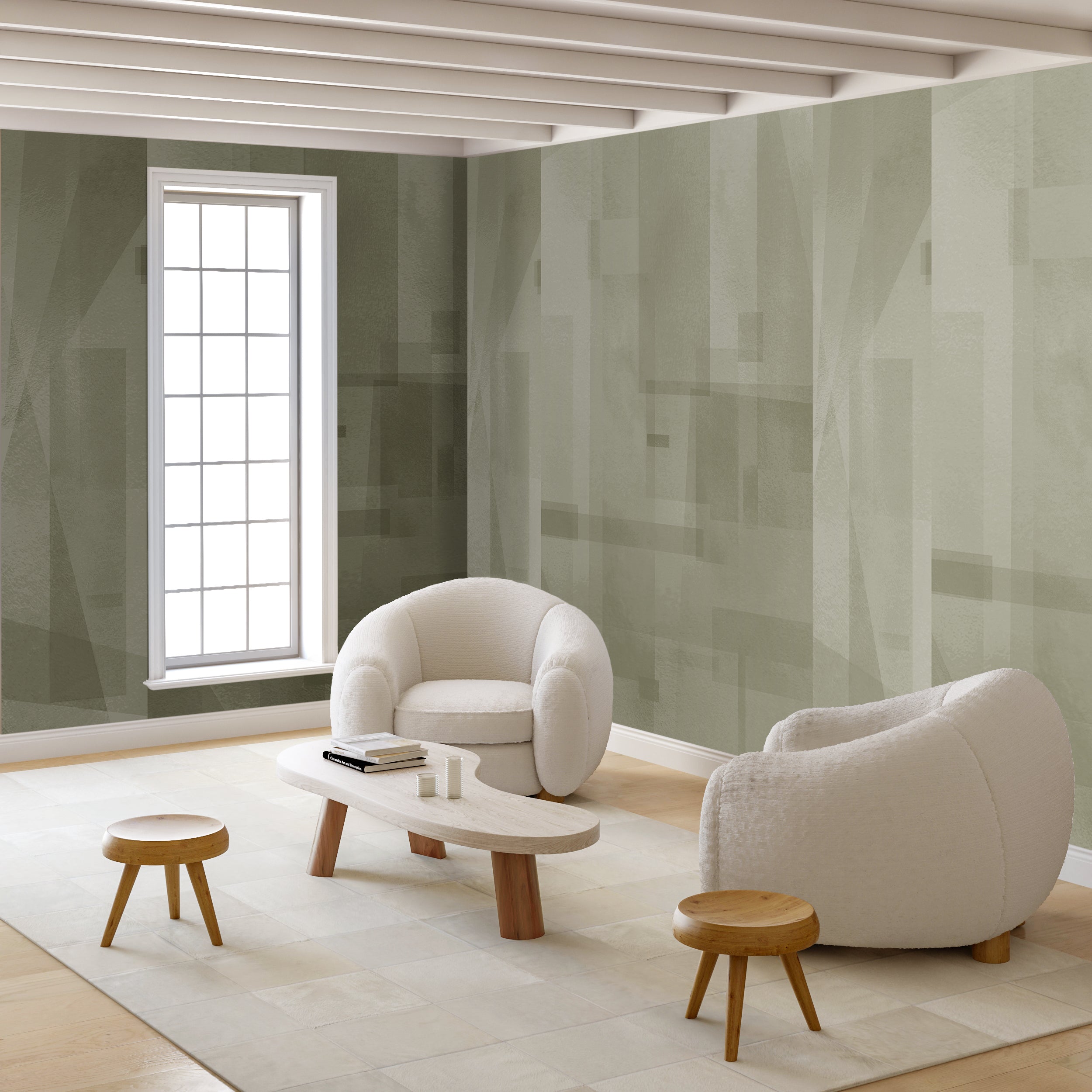 Papier Máché © Mural Wallpaper in Sage