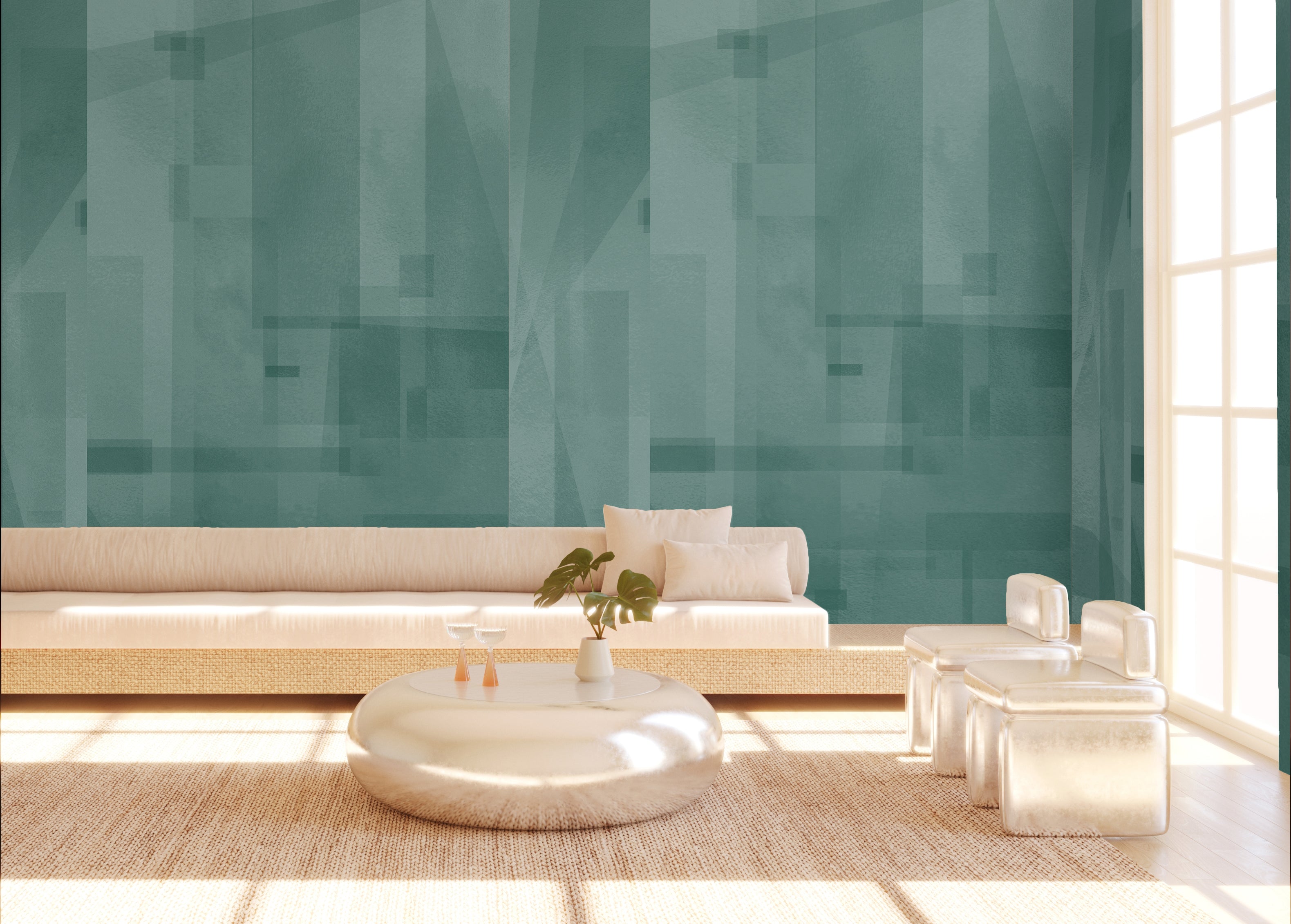 Papier Máché © Mural Wallpaper in Teal