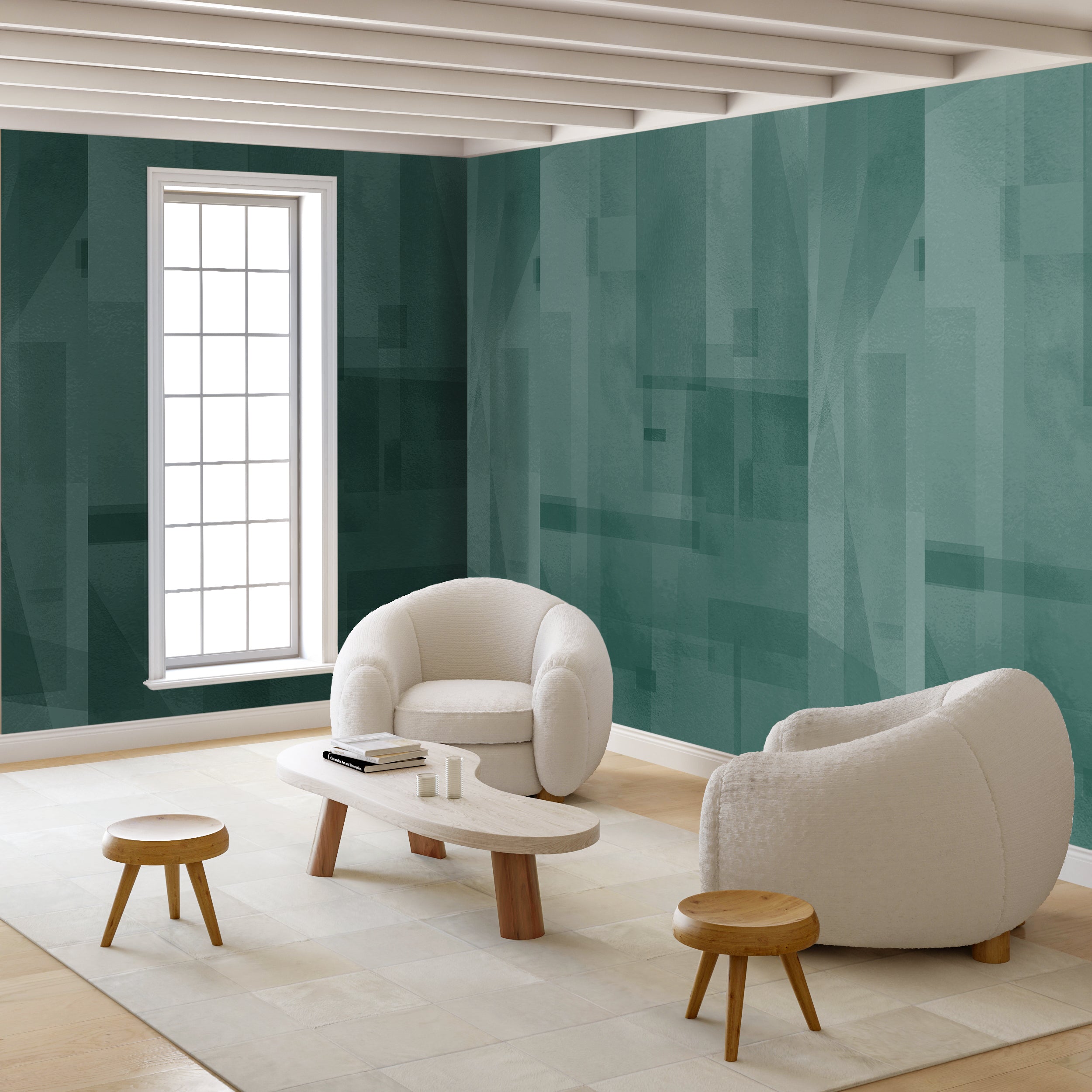 Papier Máché © Mural Wallpaper in Teal