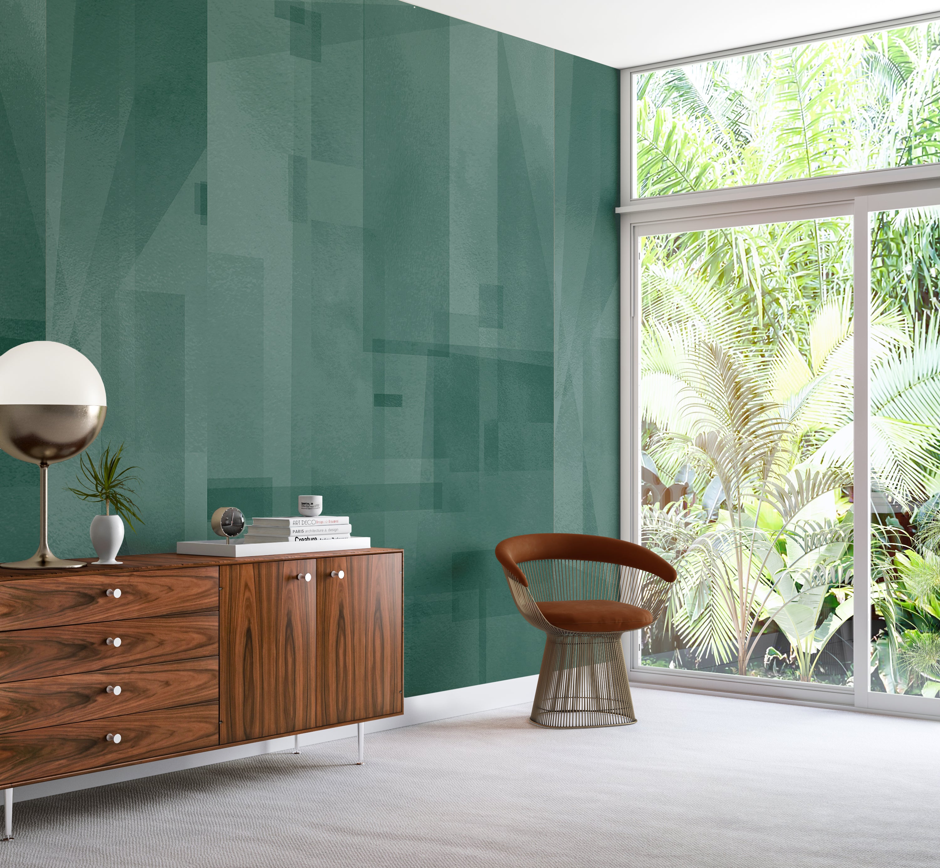 Papier Máché © Mural Wallpaper in Teal