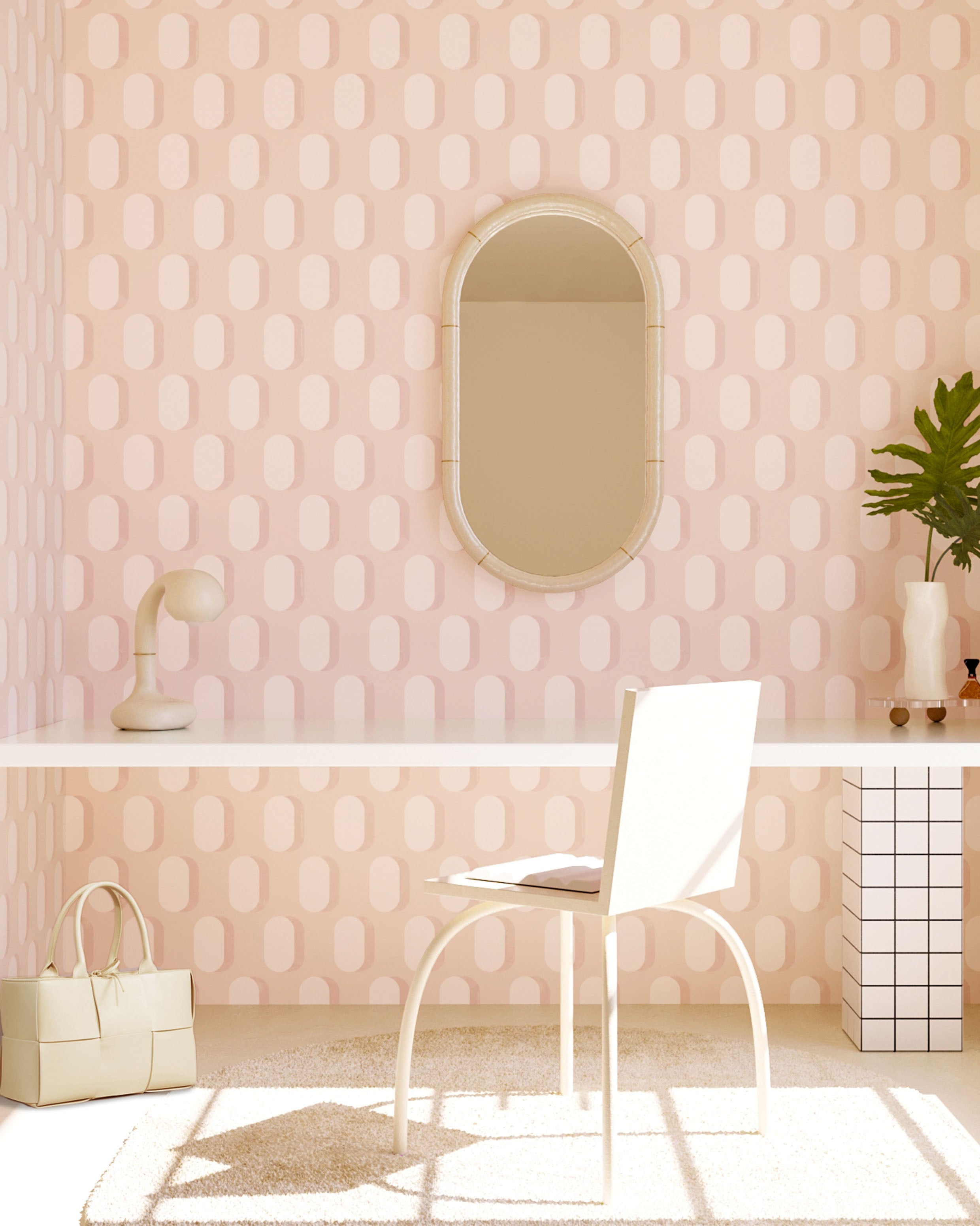Pillbox© Wallpaper in Blush