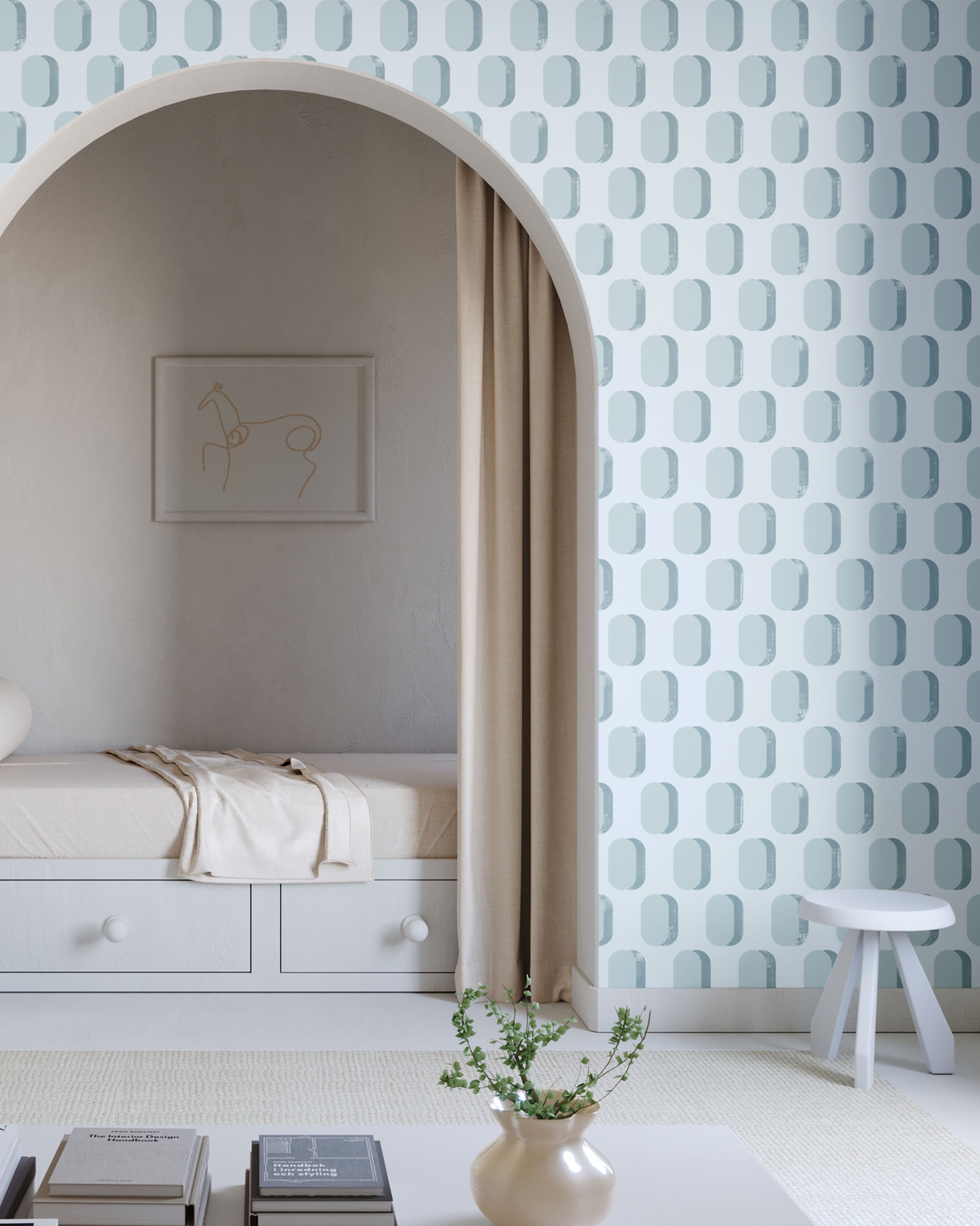 Pillbox© Wallpaper in Chalk Blue