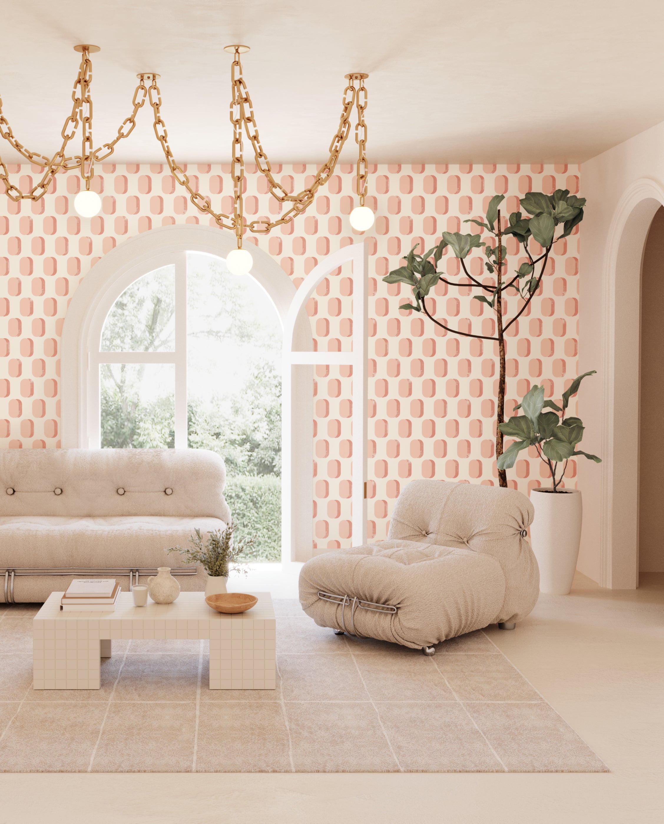 Pillbox© Wallpaper in Flamingo