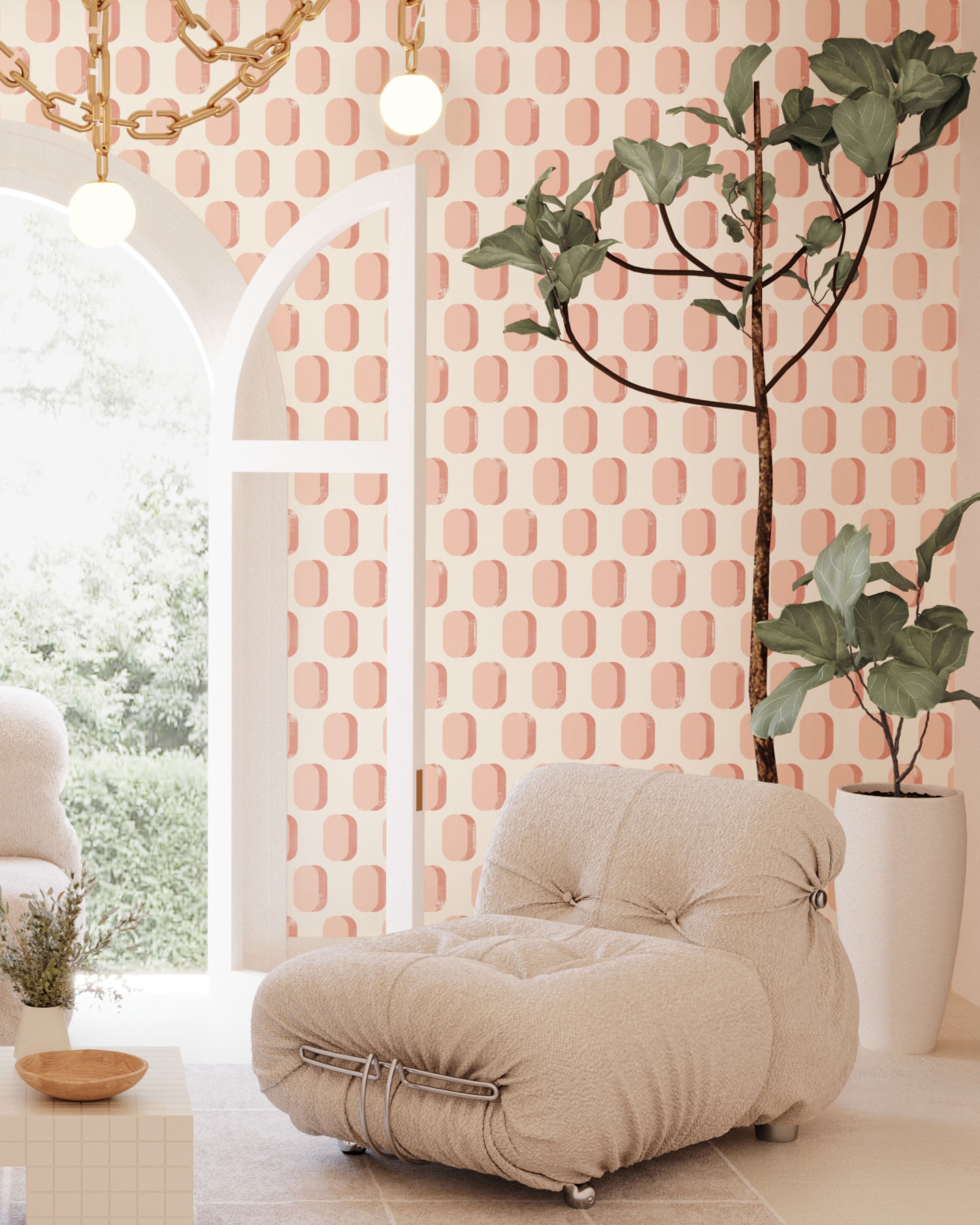 Pillbox© Wallpaper in Flamingo