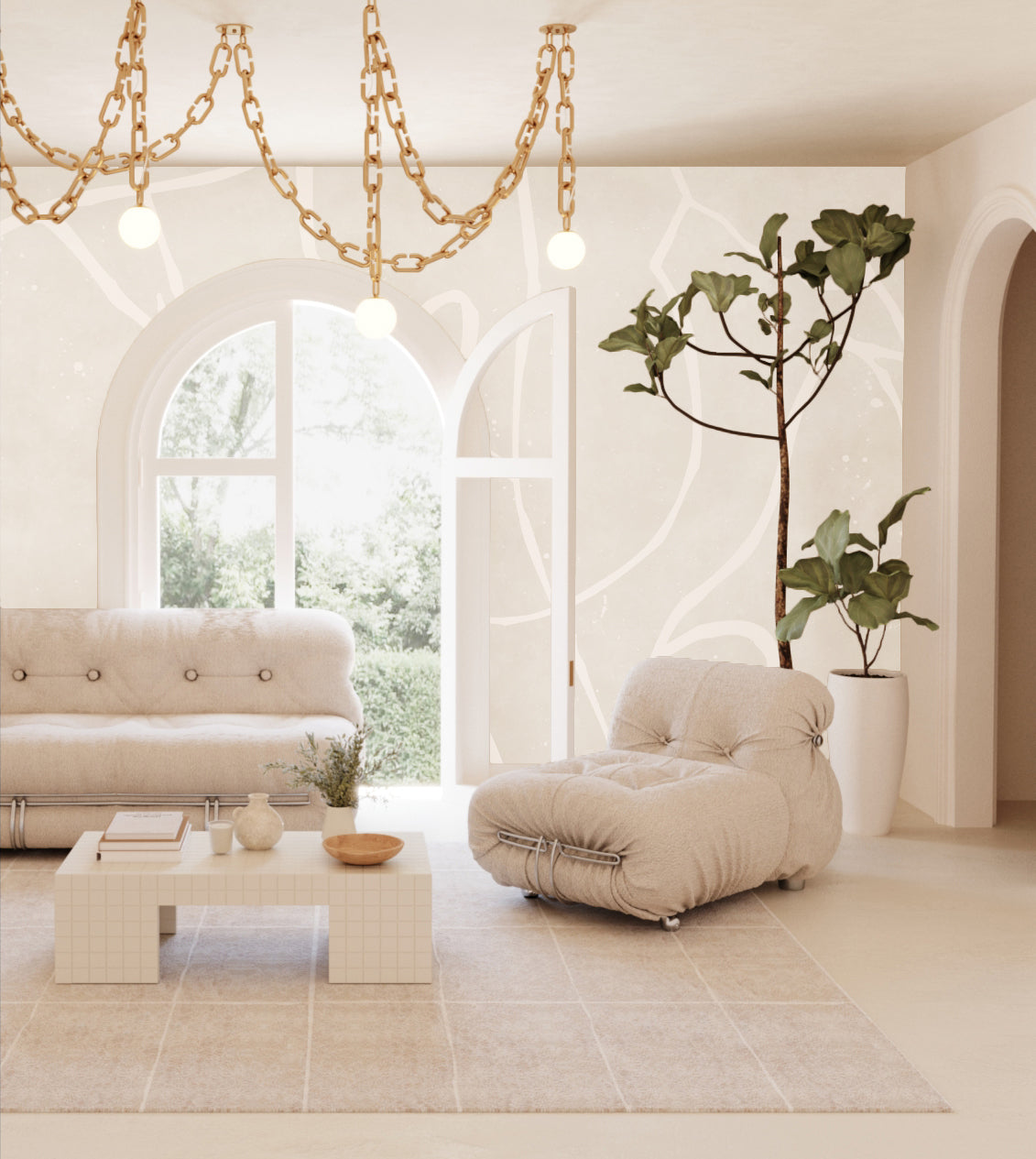 Playground© Mural Wallpaper in Bone