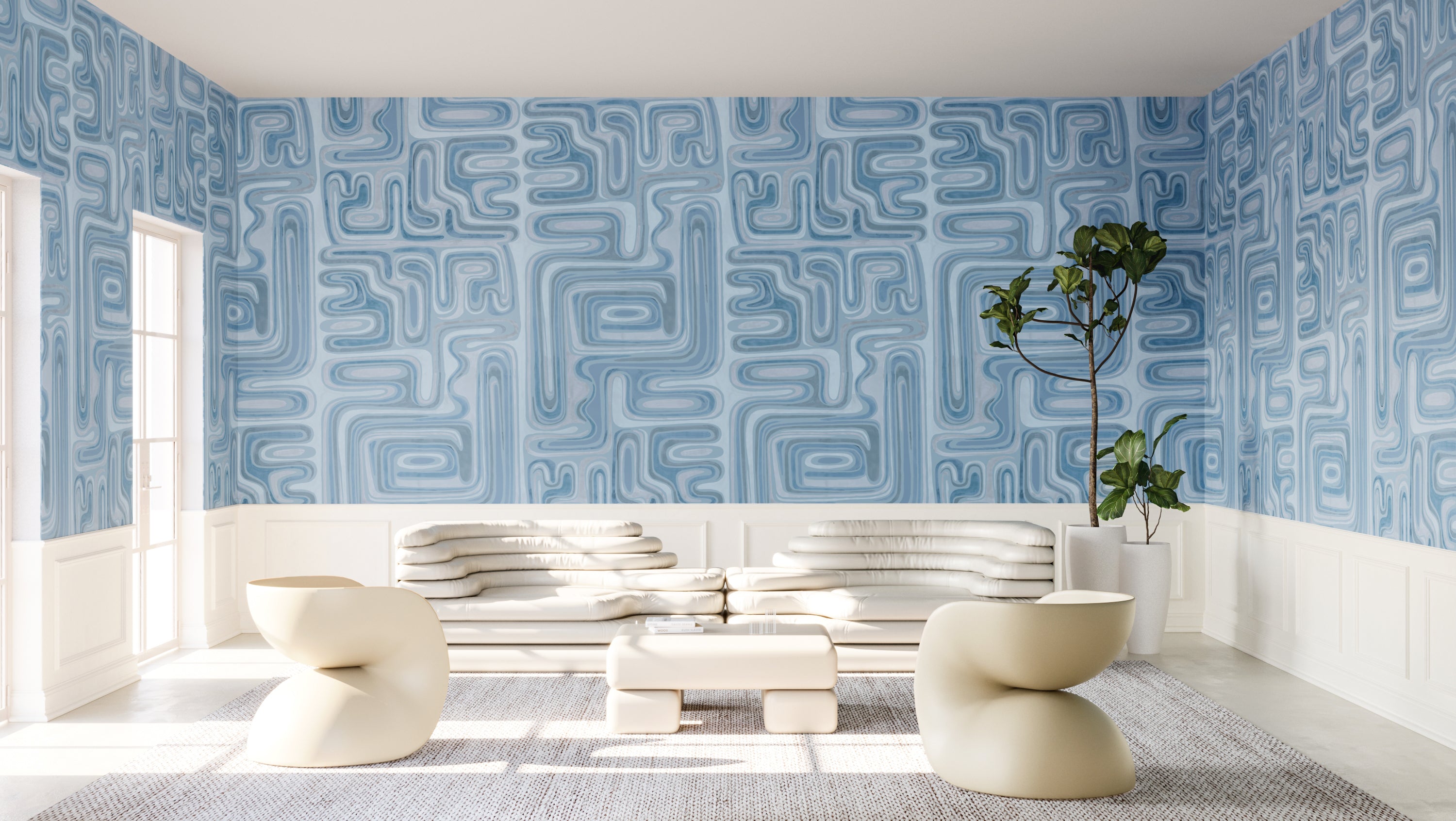 Playhouse© Mural Wallpaper in Denim