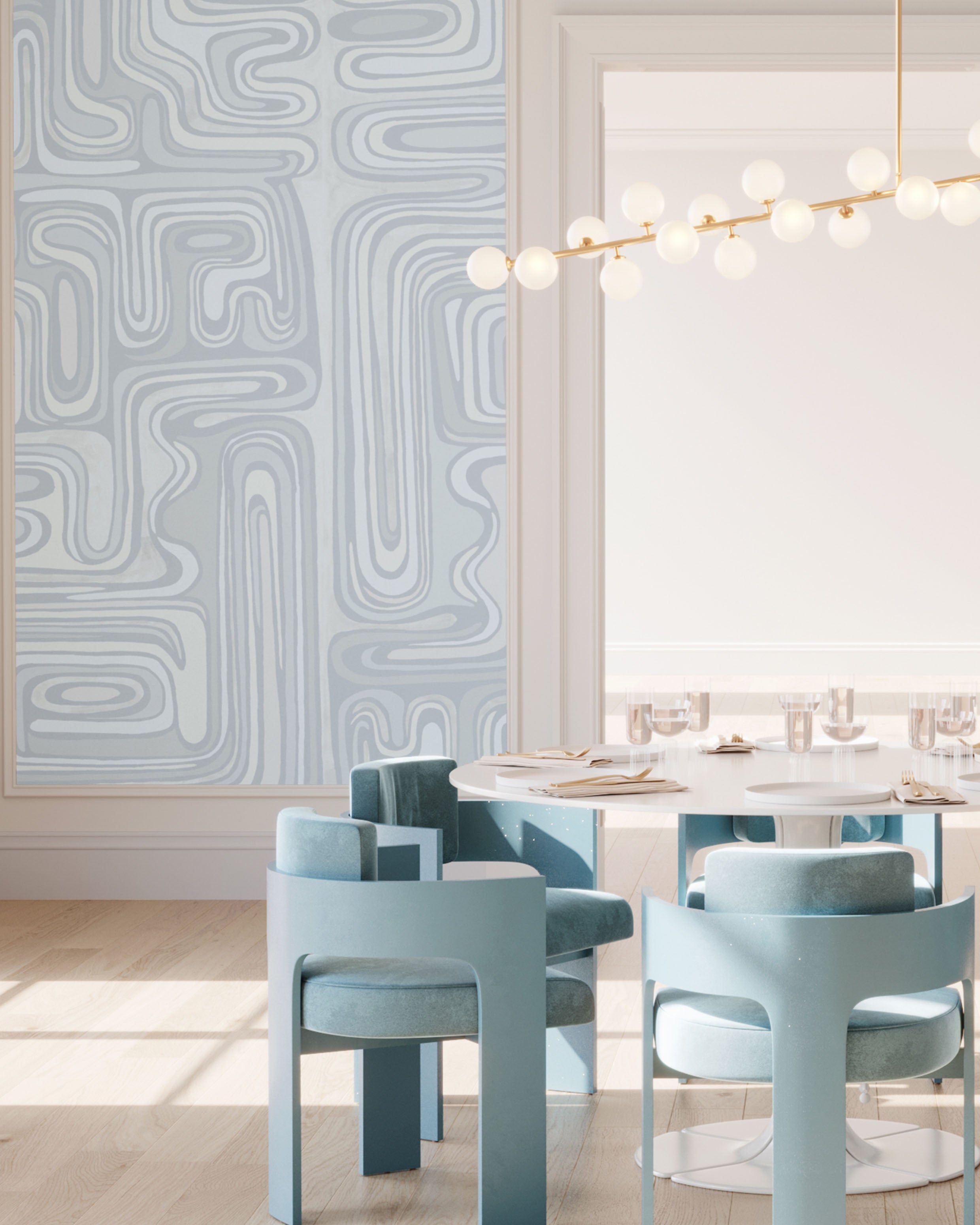 Playhouse© Mural Wallpaper in Pale Blue