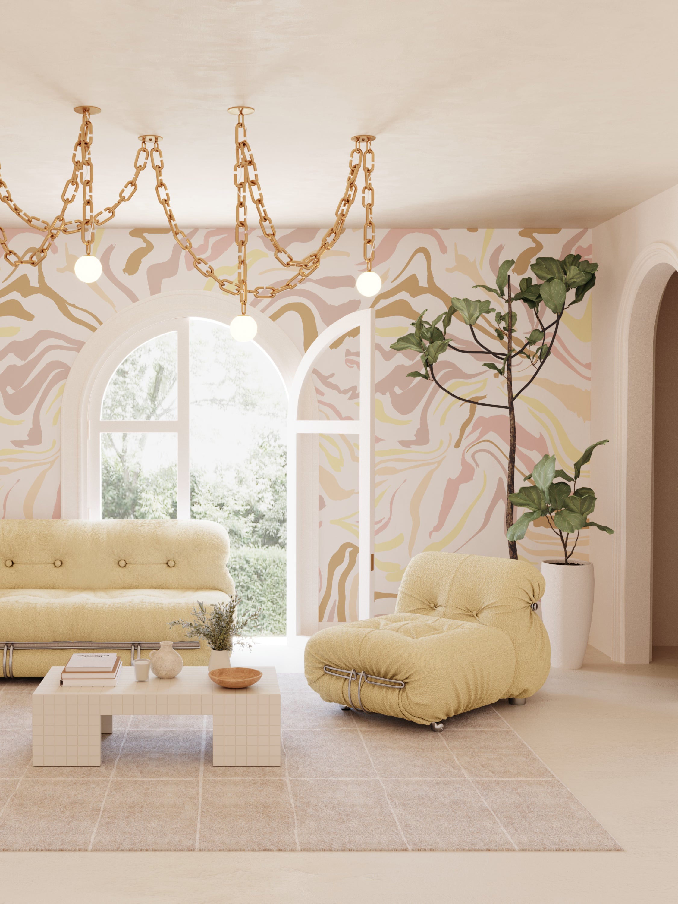 Primal© Multi Mural Wallpaper in Mauve