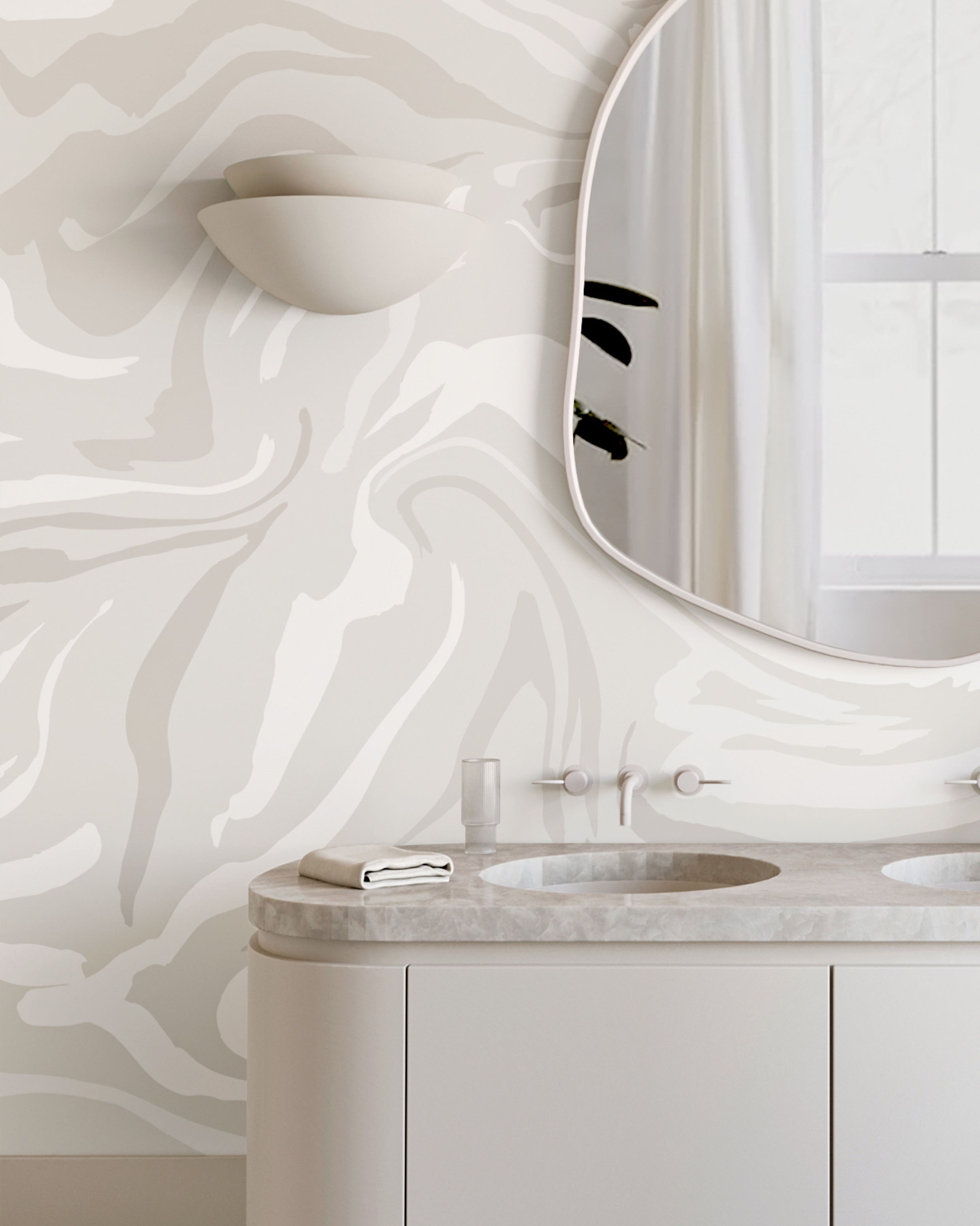 Primal© Multi Mural Wallpaper in Cement