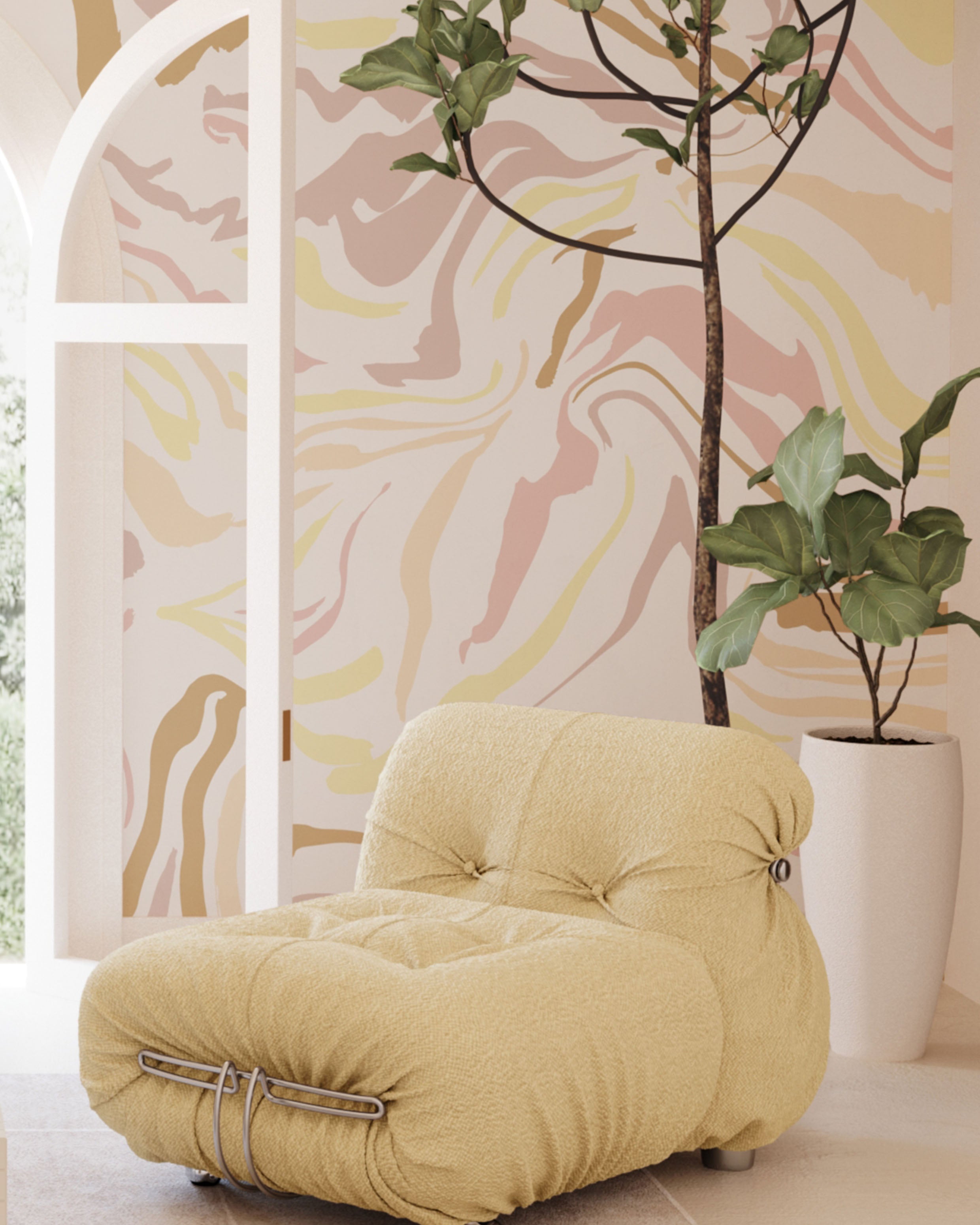 Primal© Multi Mural Wallpaper in Mauve