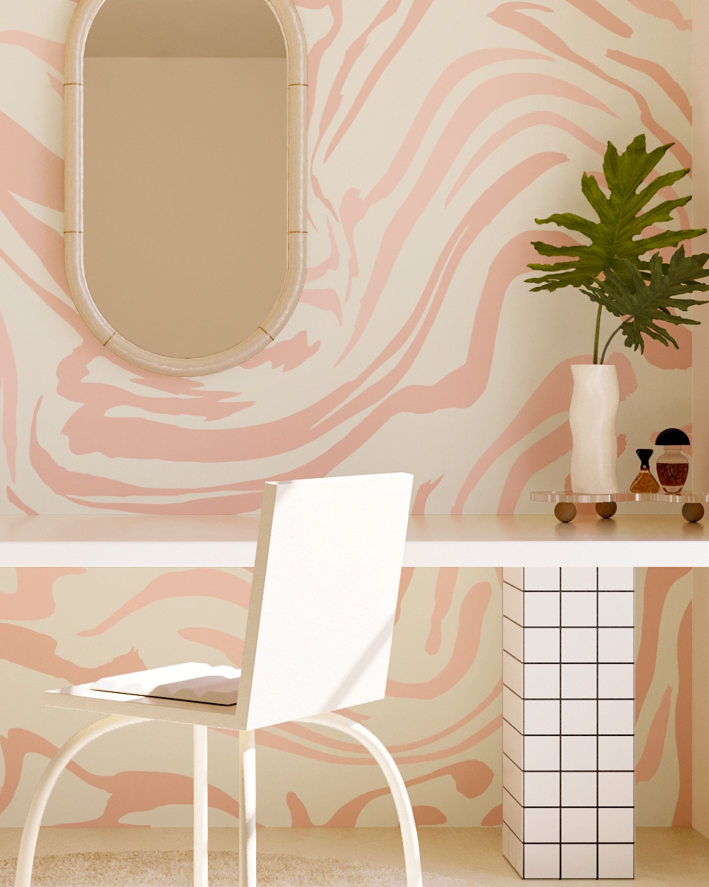 Primal© Multi Mural Wallpaper in Pink