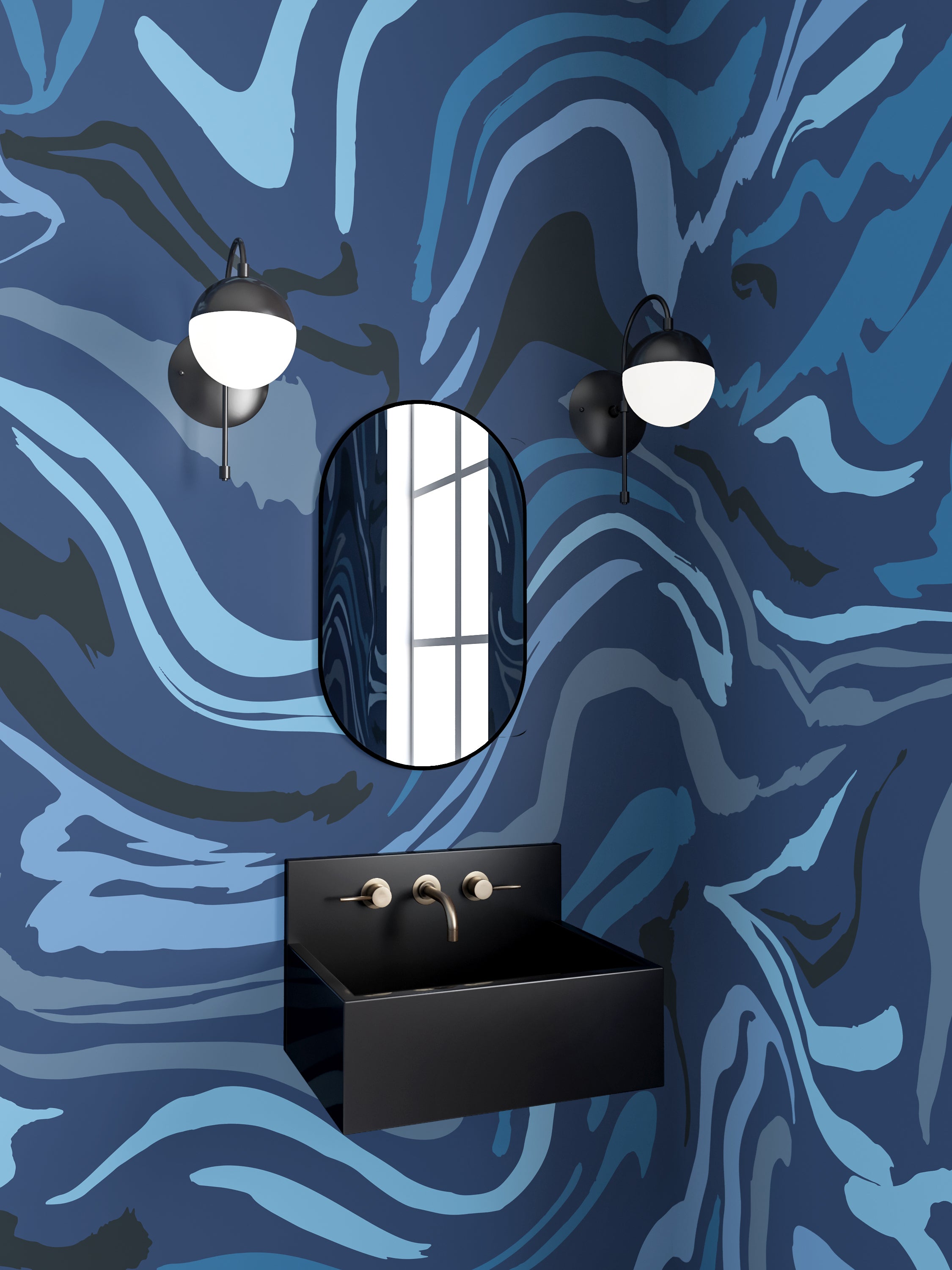 Primal© Multi Mural Wallpaper in Navy