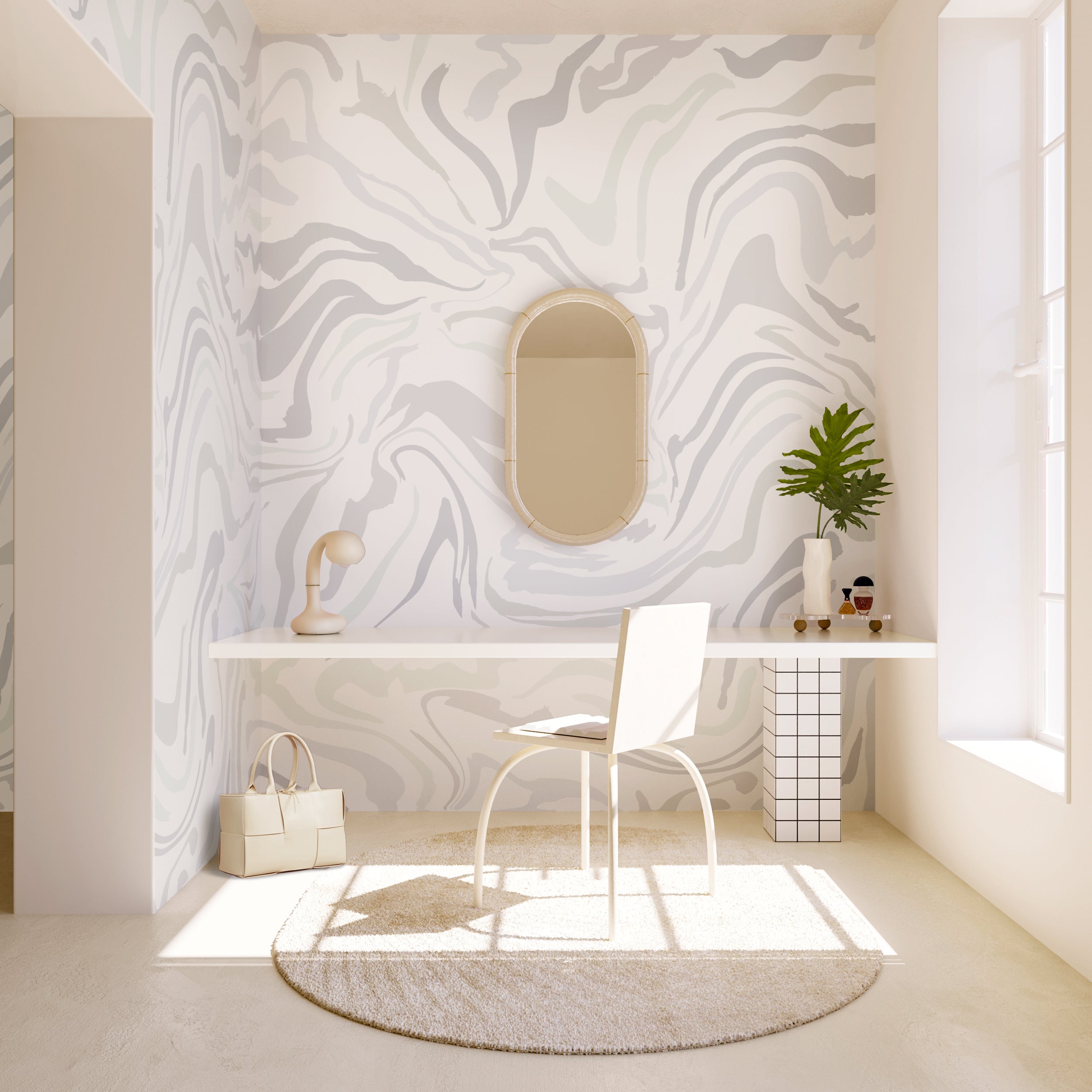 Primal© Multi Mural Wallpaper in Warm Grey