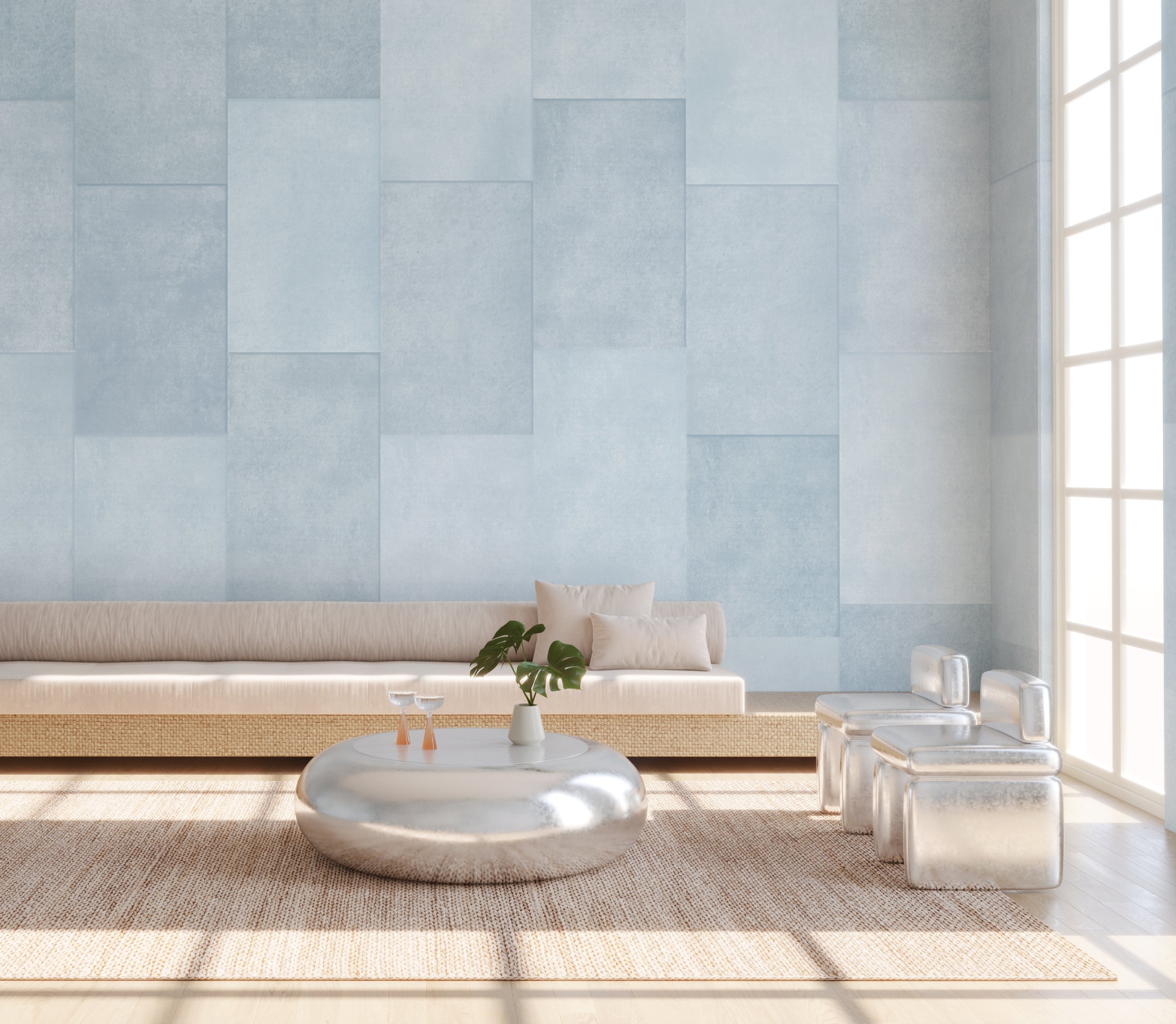 Rectangled© Mural Wallpaper in Blue