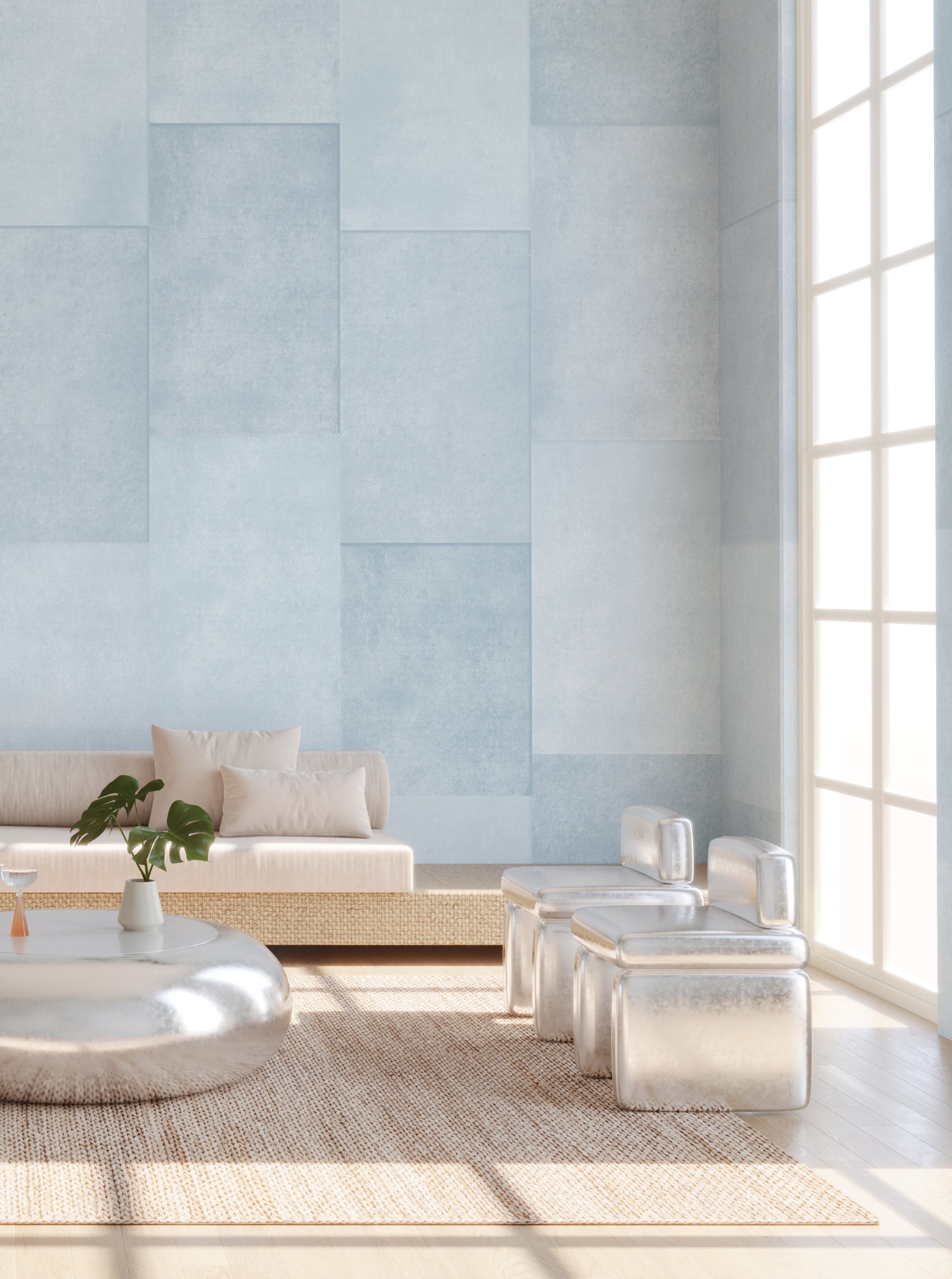 Rectangled© Mural Wallpaper in Blue