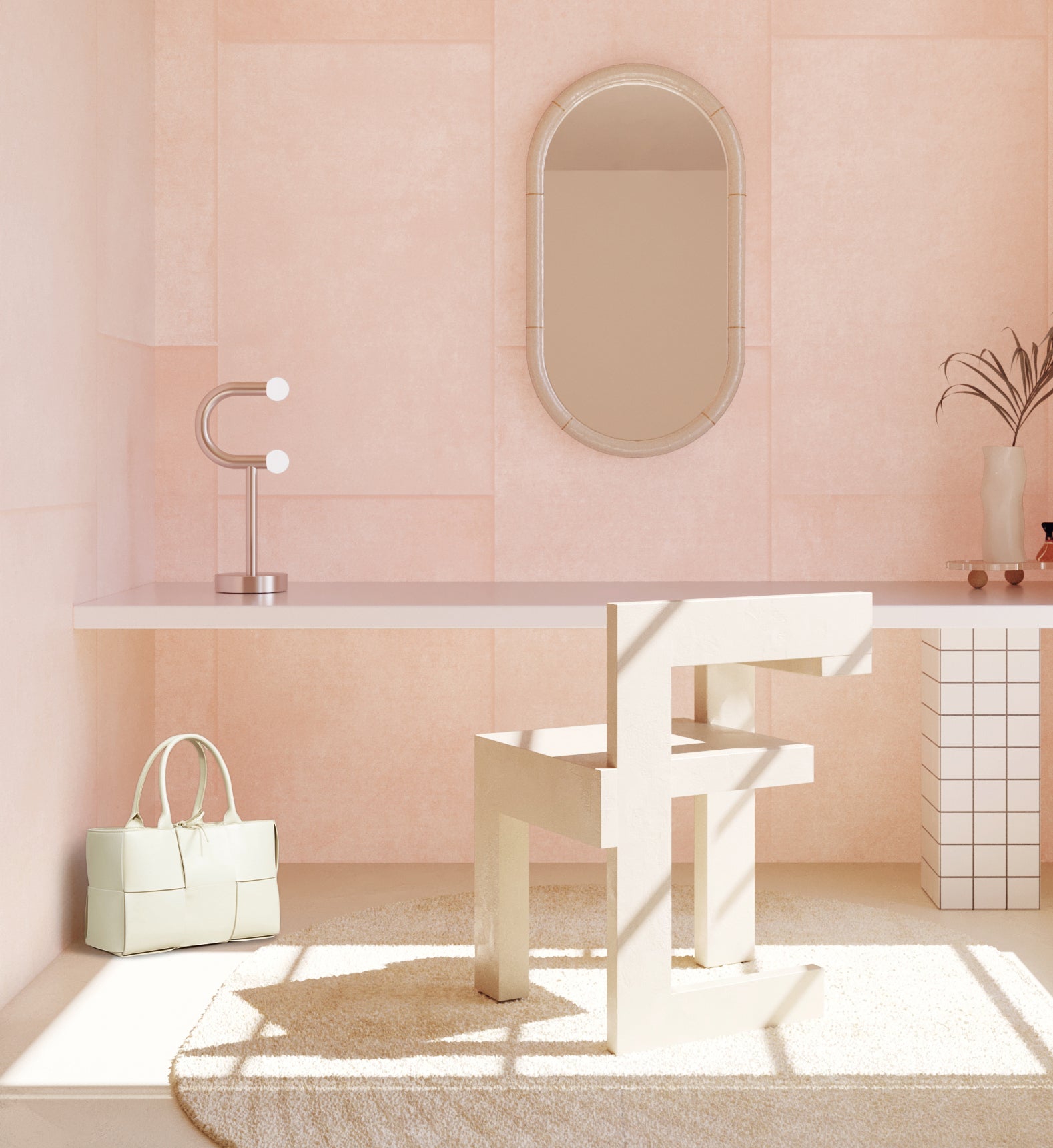 Rectangled© Mural Wallpaper in Blush