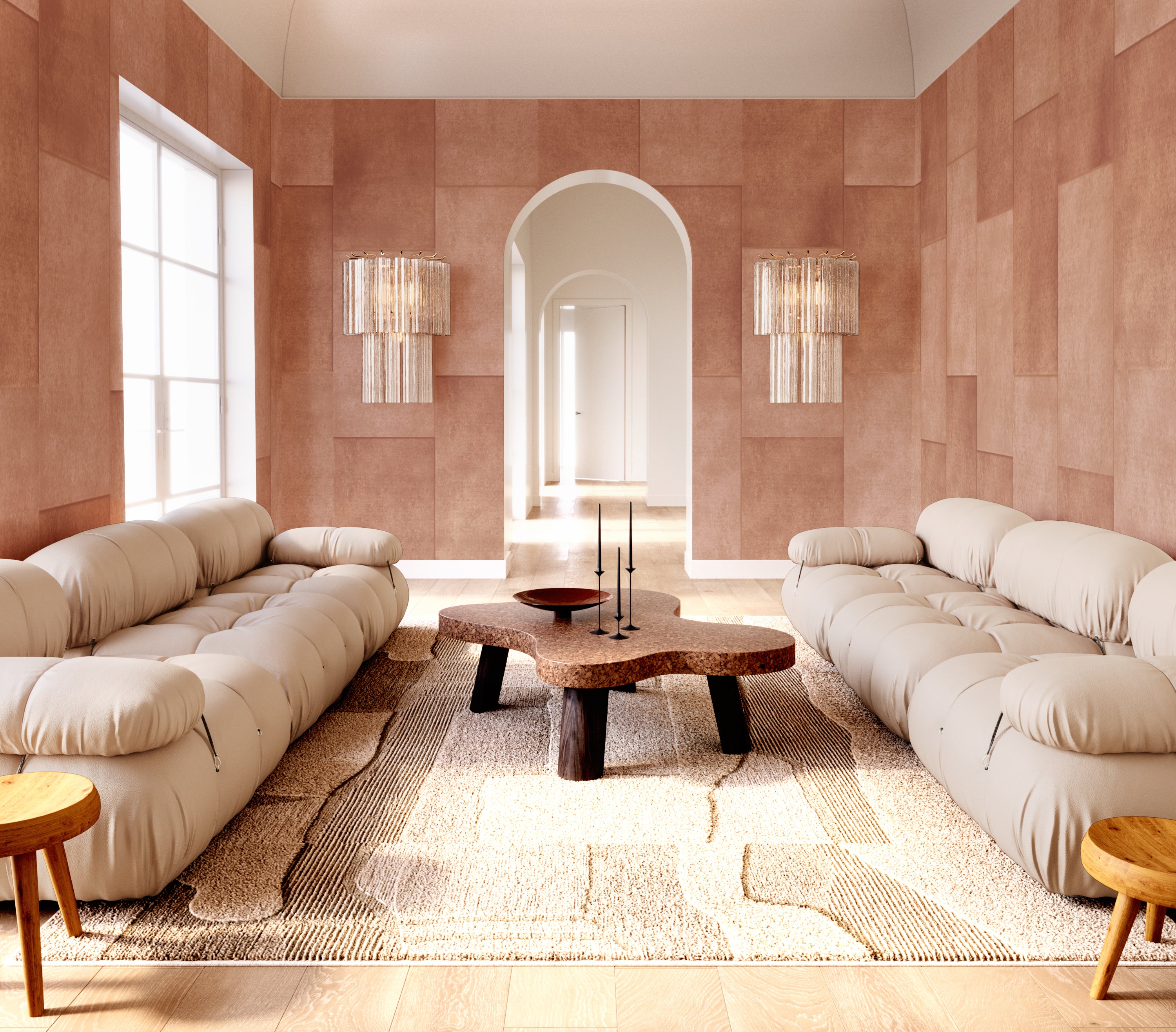 Rectangled© Mural Wallpaper in Coral