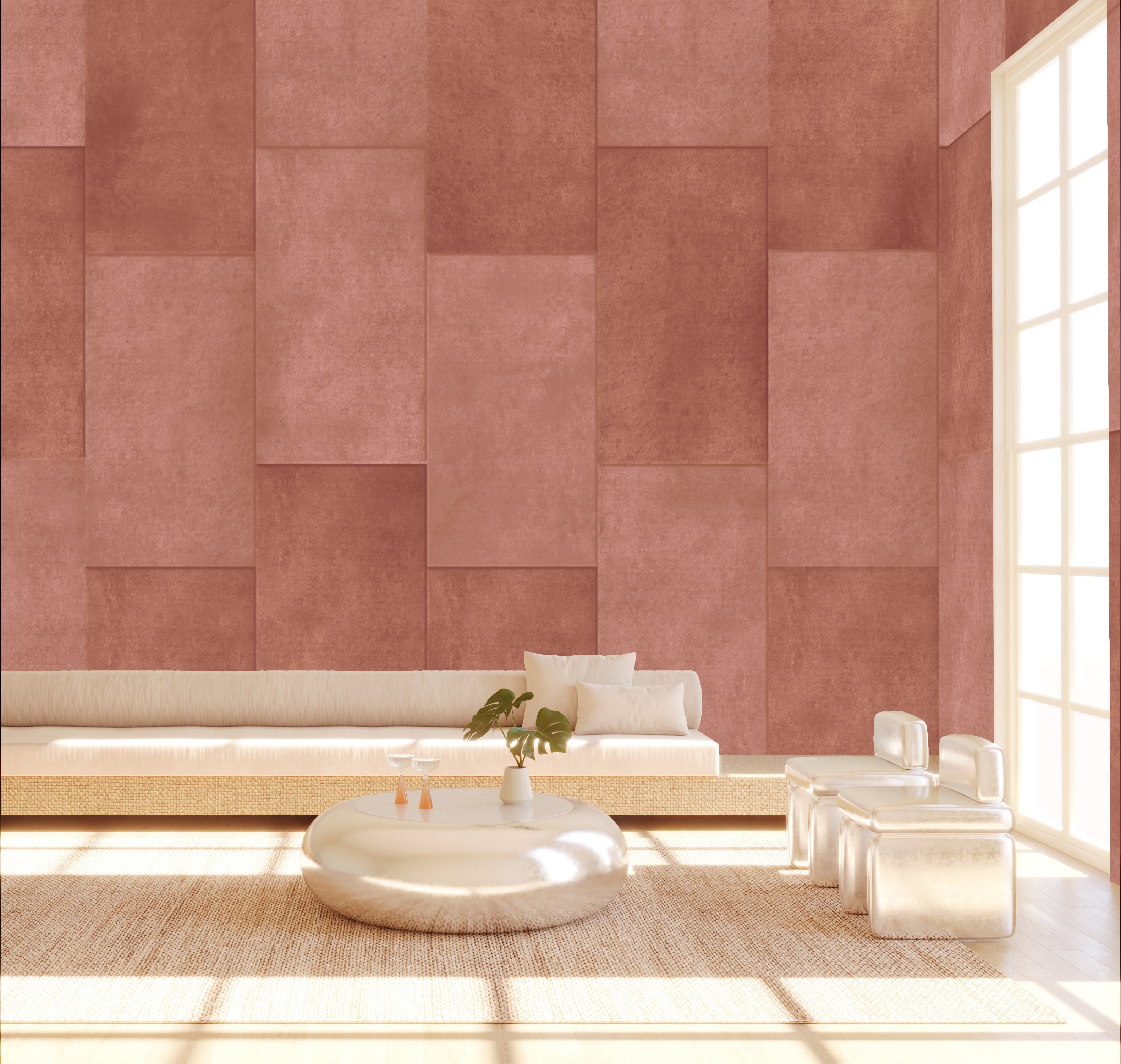 Rectangled© Mural Wallpaper in Coral