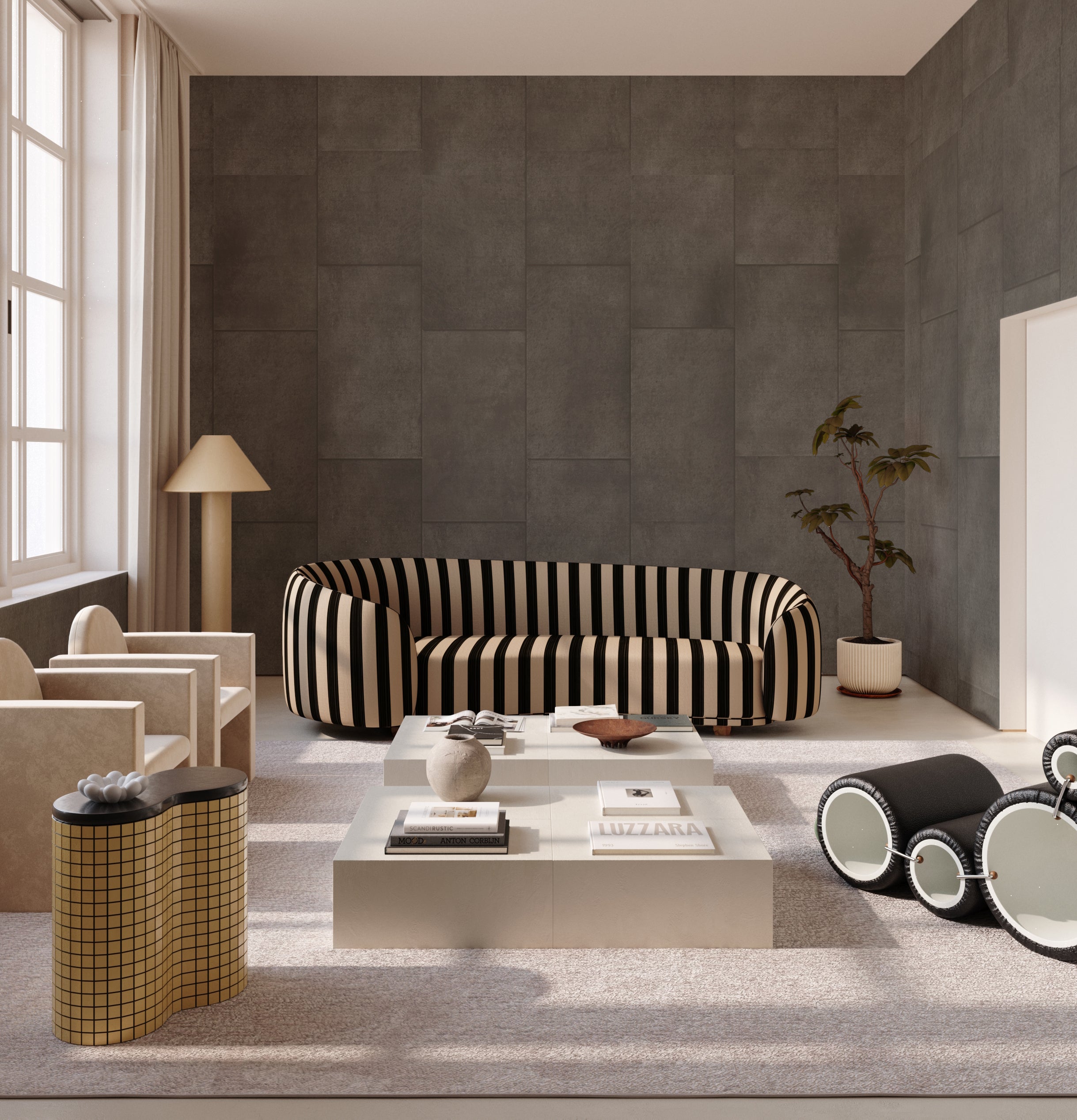 Rectangled© Mural Wallpaper in Graphite