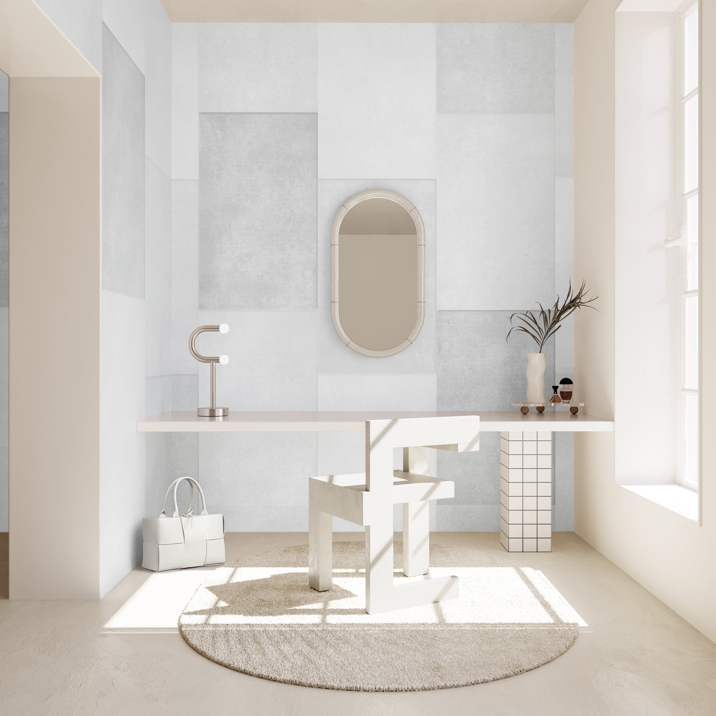 Rectangled© Mural Wallpaper in Grey