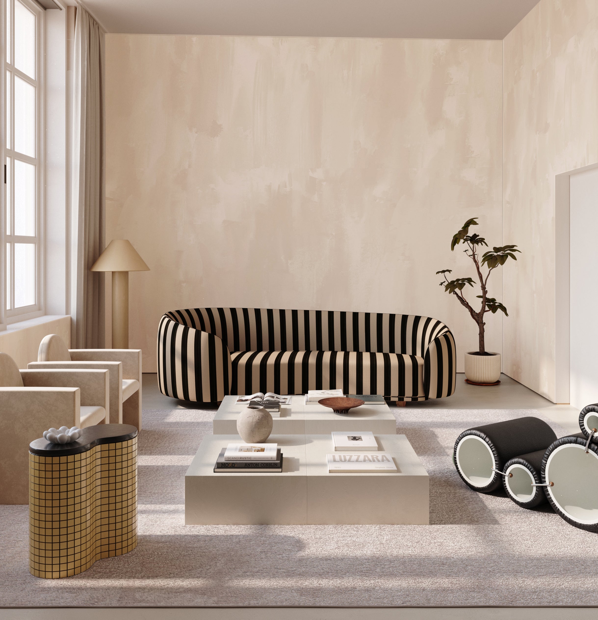 Rock Steady© Mural Wallpaper in Linen