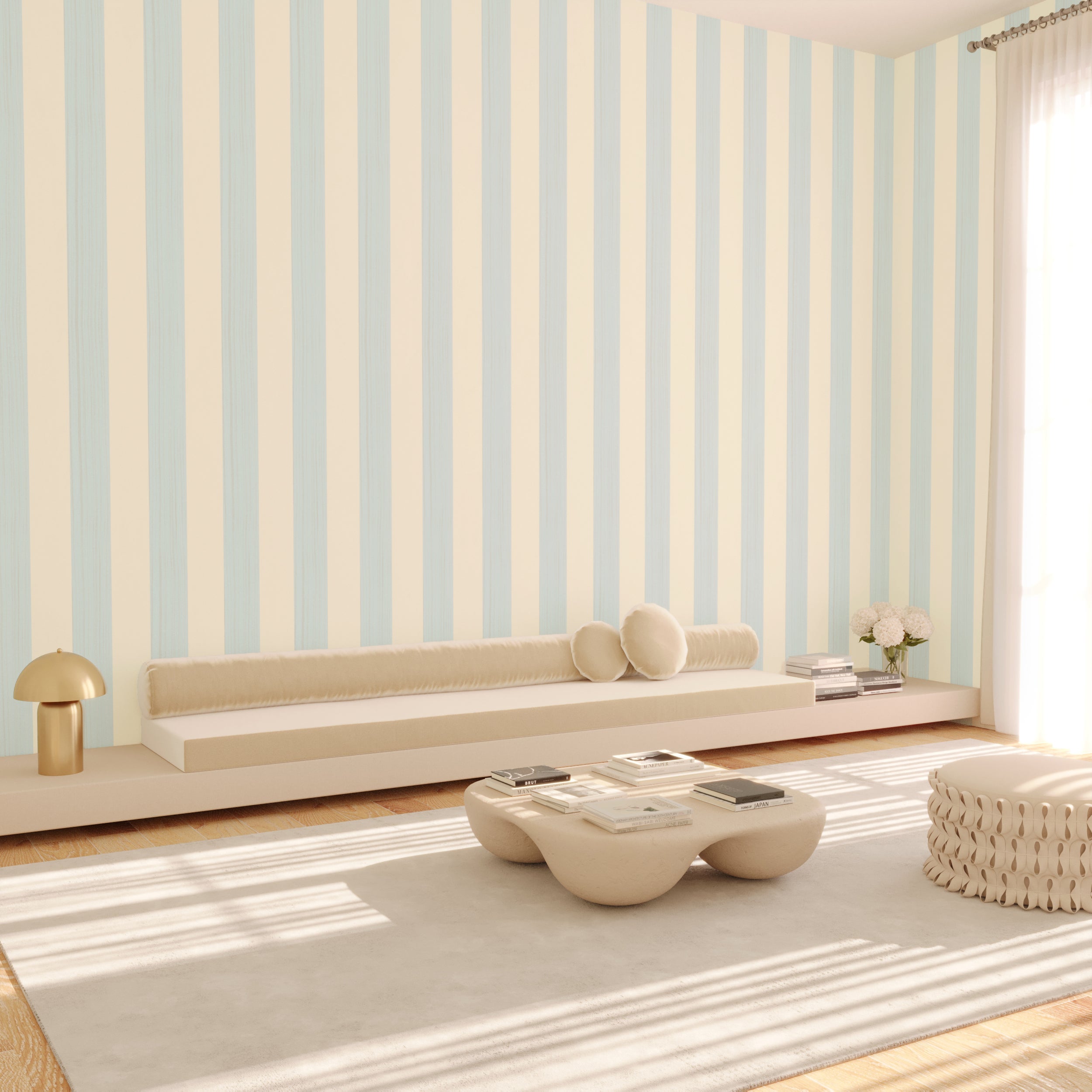 Santorini© Mural Wallpaper in Baby blue