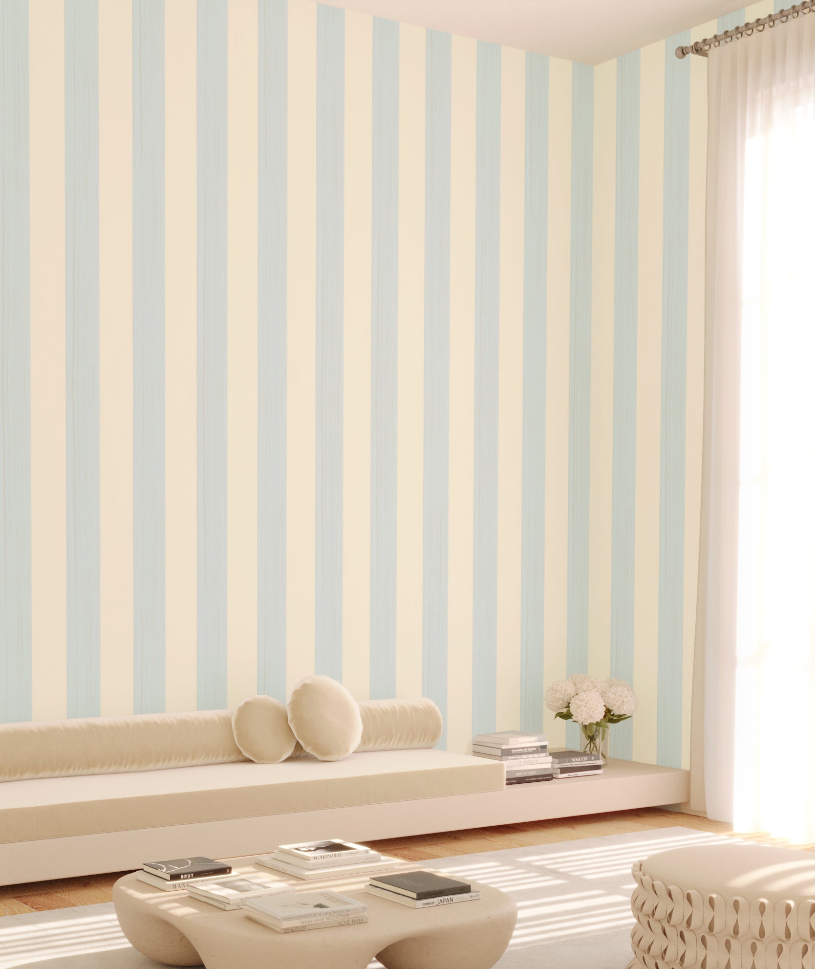 Santorini© Mural Wallpaper in Baby blue