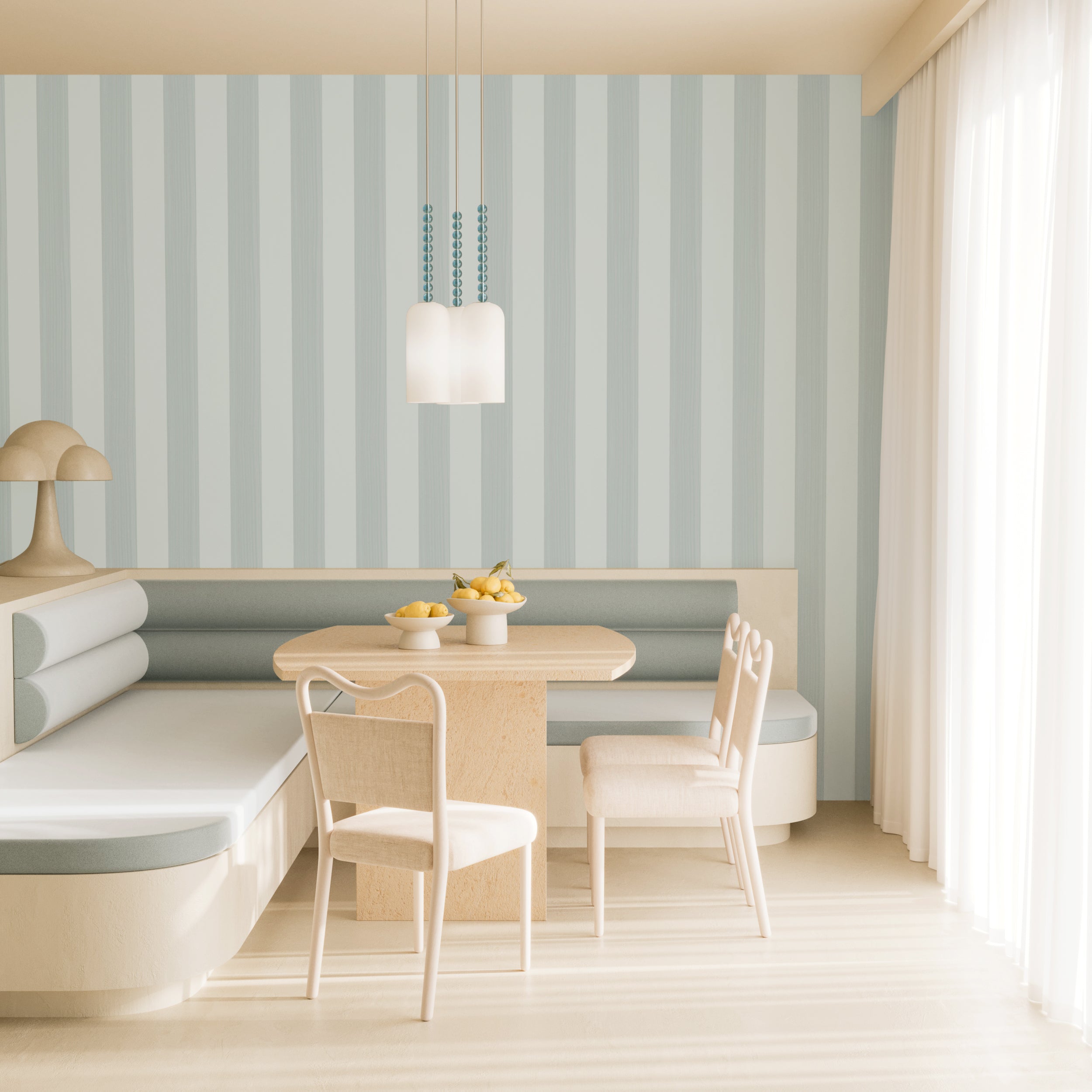 Santorini© Mural Wallpaper in Blue Grey