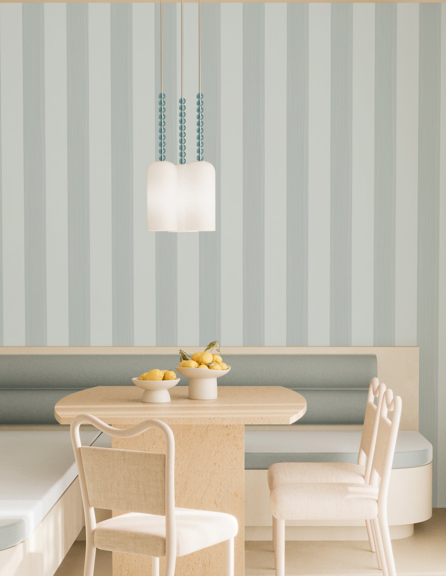 Santorini© Mural Wallpaper in Blue Grey