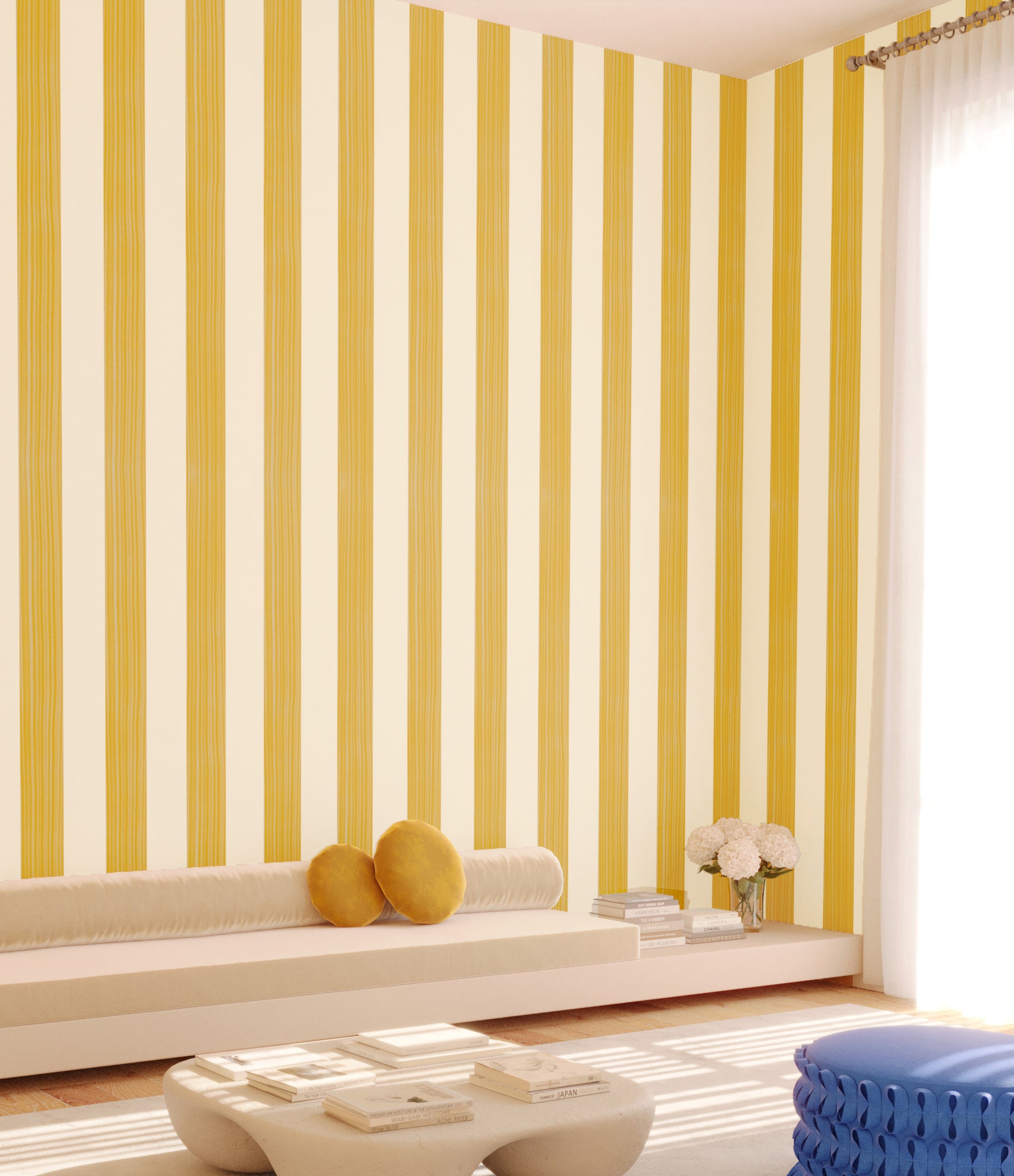 Santorini© Mural Wallpaper in Mustard