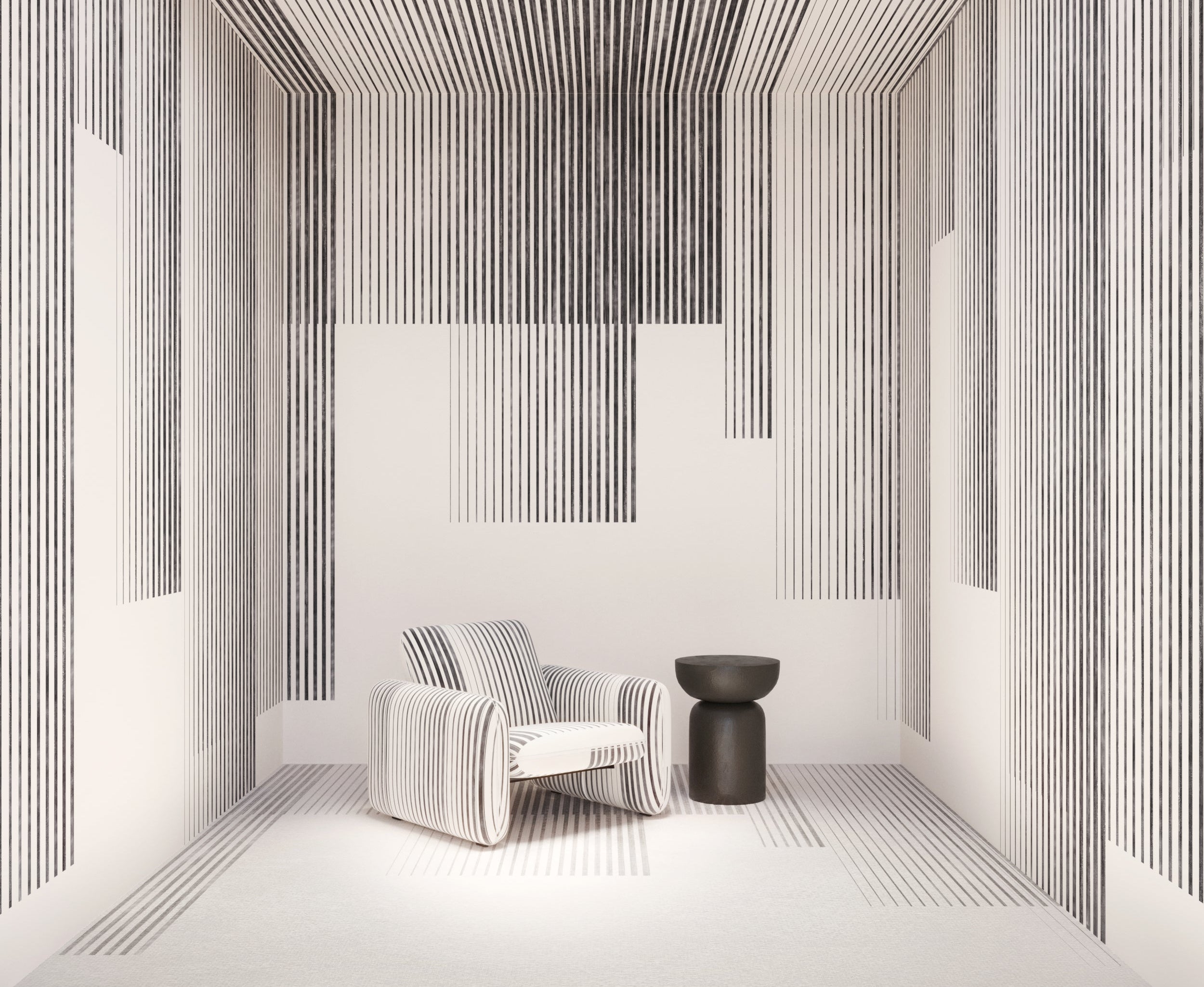 Seismic© Mural Wallpaper in black + creme