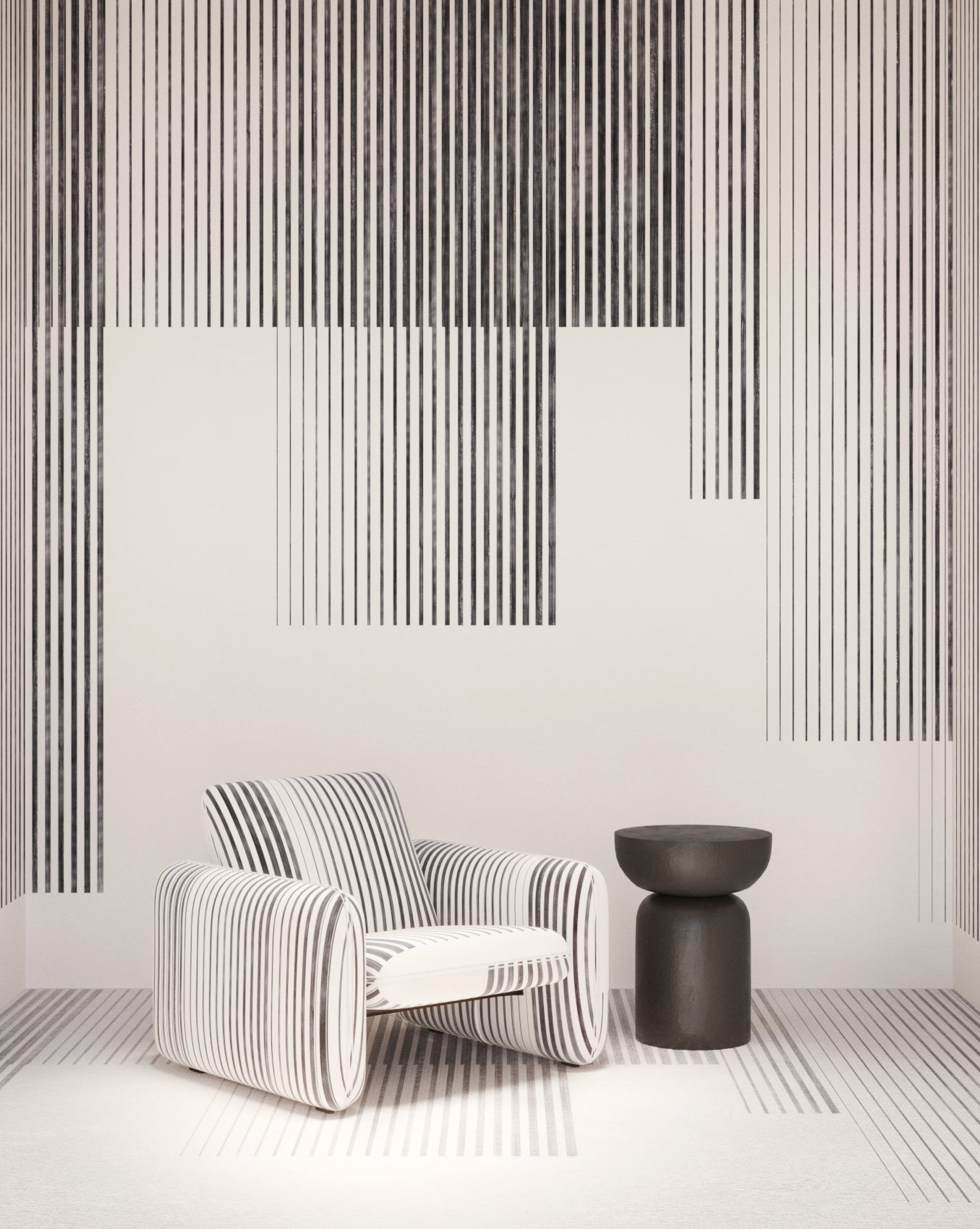 Seismic© Mural Wallpaper in black + creme
