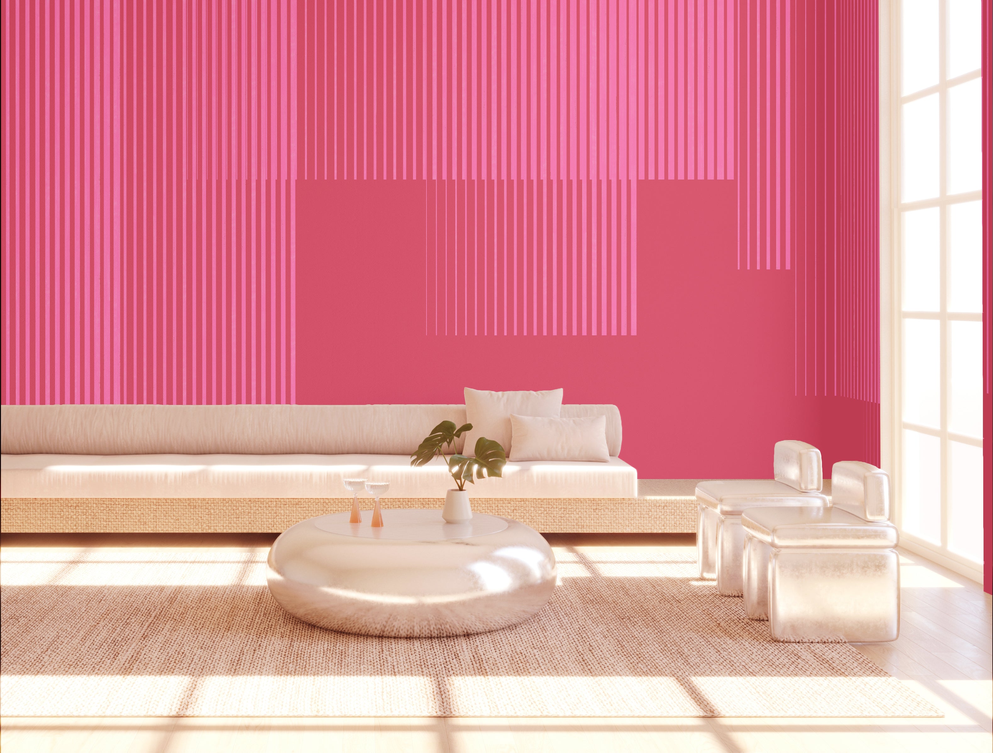 Seismic© Mural Wallpaper in Hot Pink