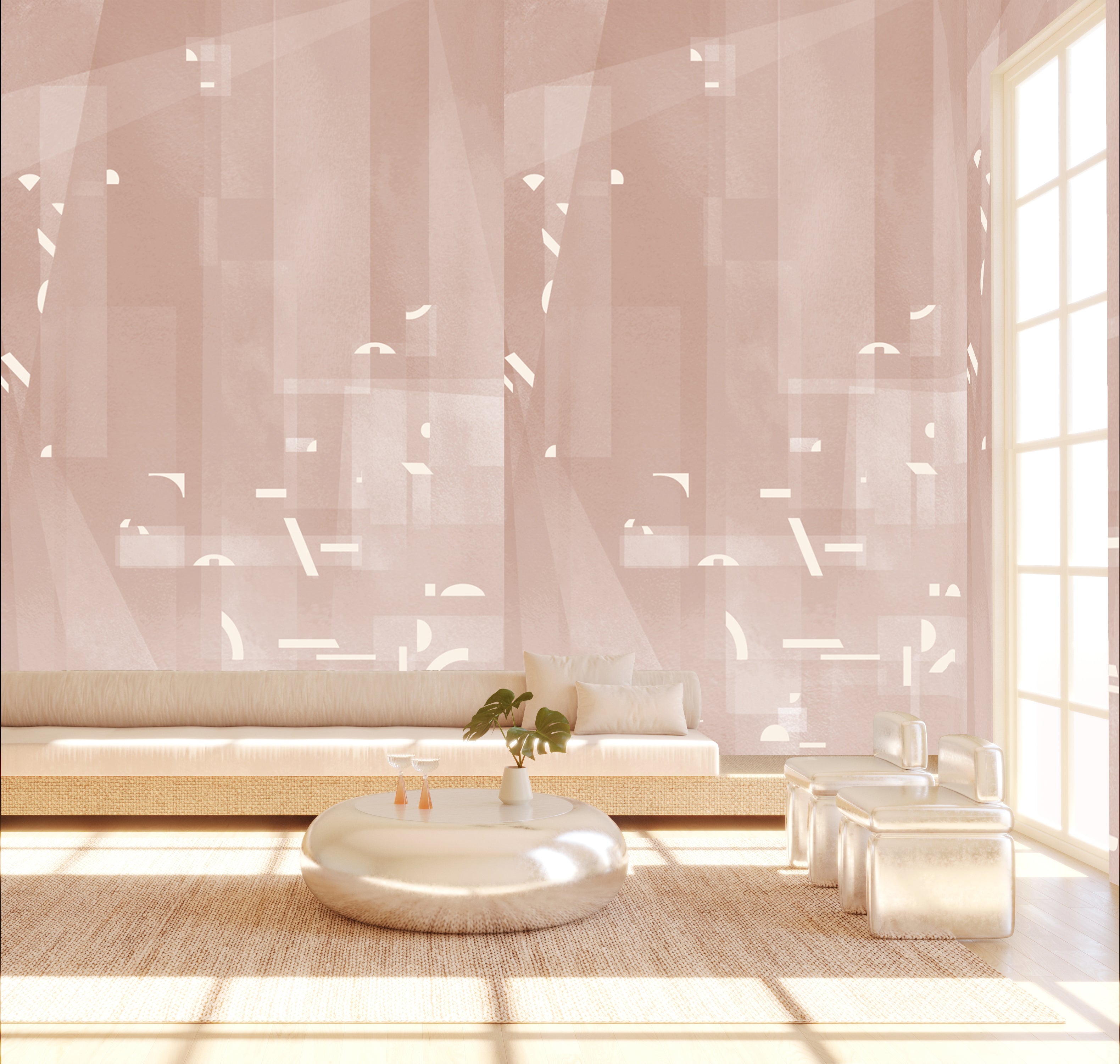 Shape Shifter© Mural Wallpaper in Guava