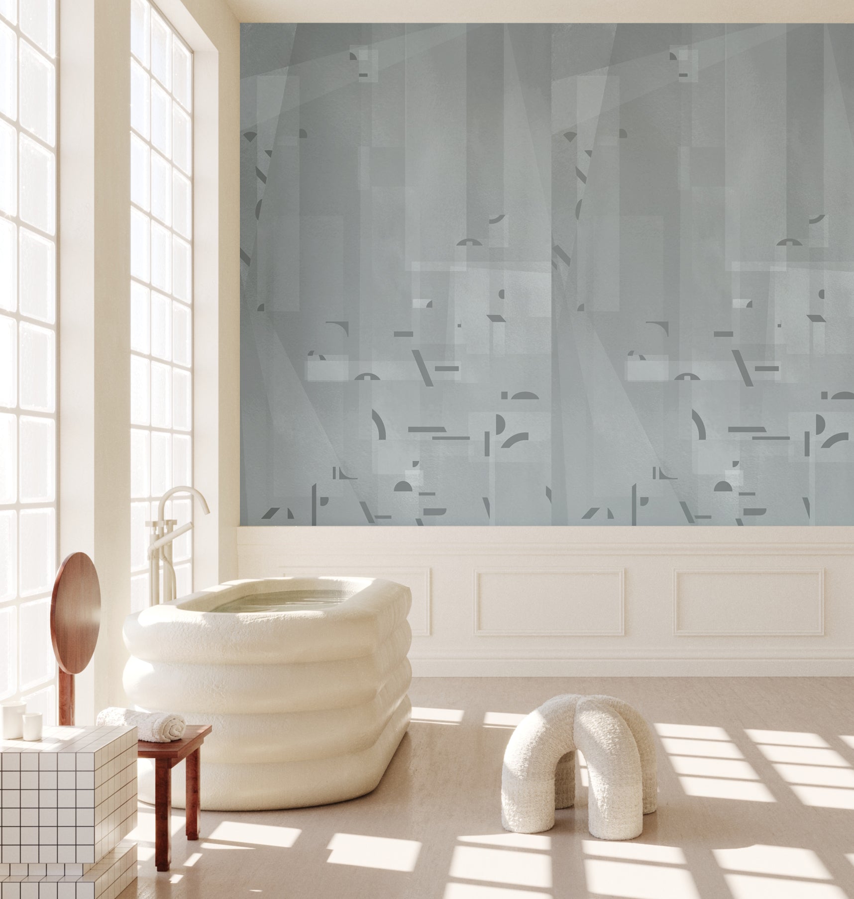 Shape Shifter© Mural Wallpaper in Slate Blue
