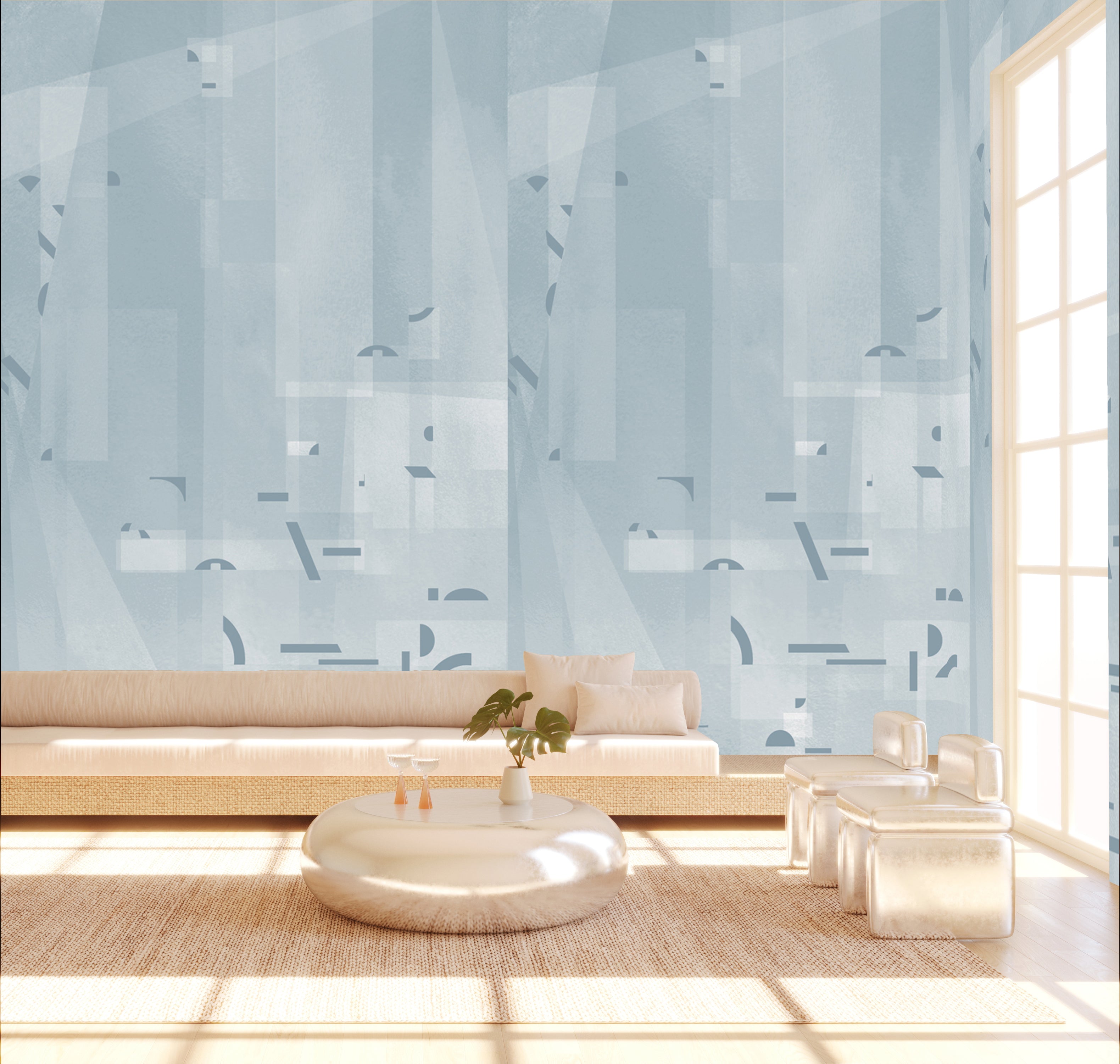 Shape Shifter© Mural Wallpaper in Stardust Blue